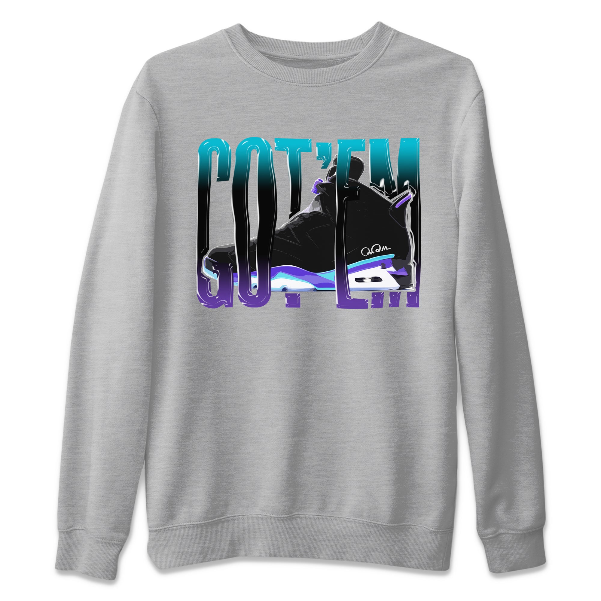 Air Jordan 6 Aqua Sneaker Match Tees Wiggling Gotem Streetwear Sneaker Shirt AJ6 Aqua Sneaker Release Tees Unisex Shirts Heather Grey 2