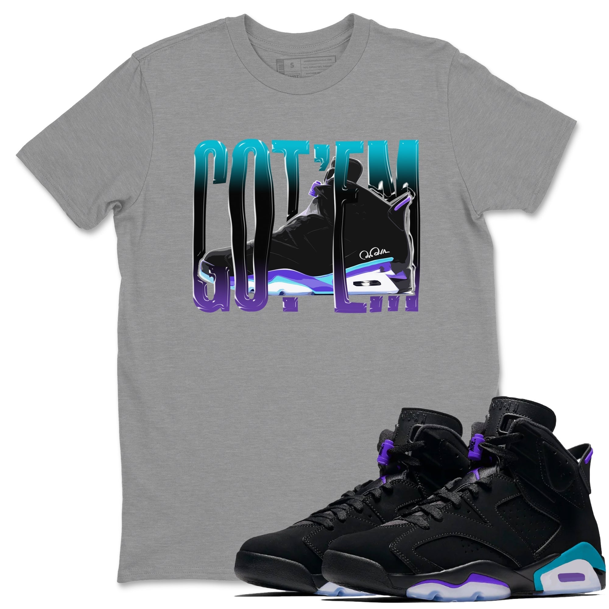 Air Jordan 6 Aqua Sneaker Match Tees Wiggling Gotem Streetwear Sneaker Shirt AJ6 Aqua Sneaker Release Tees Unisex Shirts Heather Grey 1
