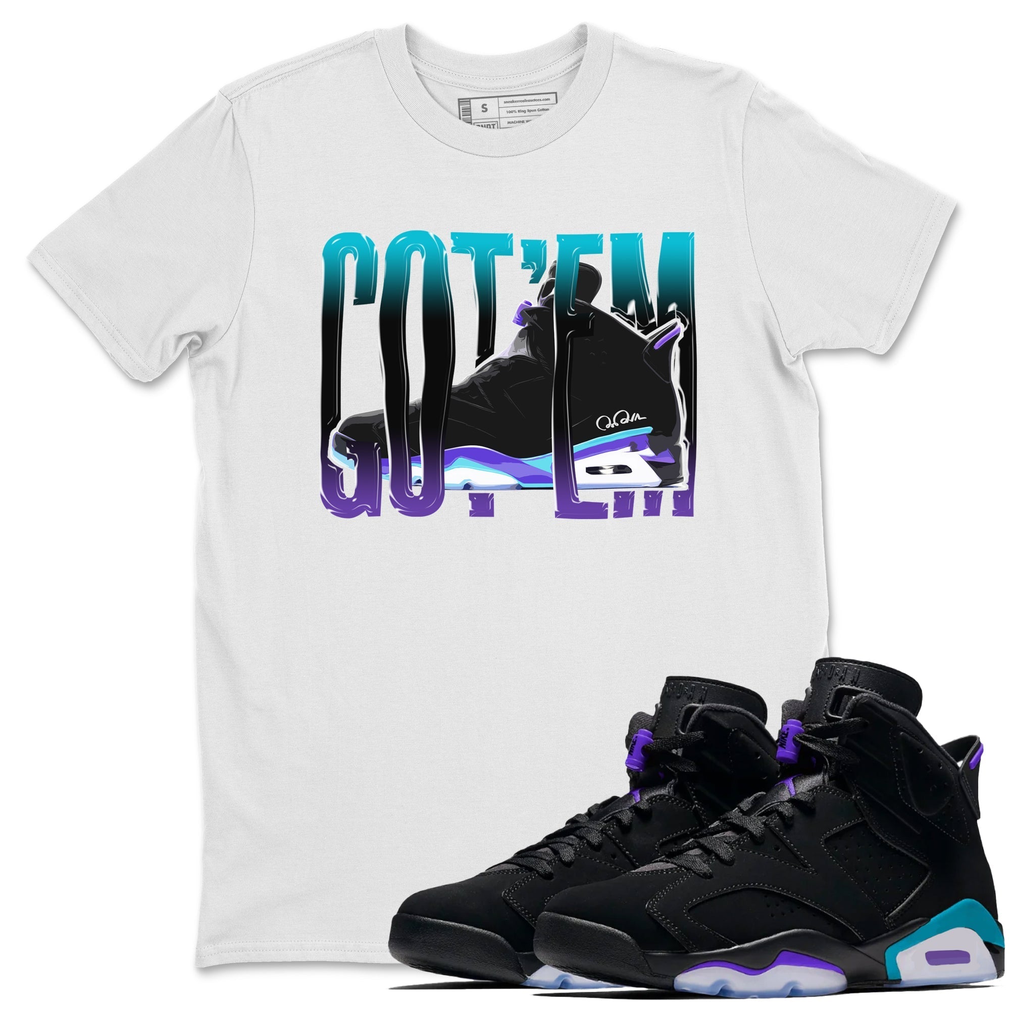 Air Jordan 6 Aqua Sneaker Match Tees Wiggling Gotem Streetwear Sneaker Shirt AJ6 Aqua Sneaker Release Tees Unisex Shirts White 1