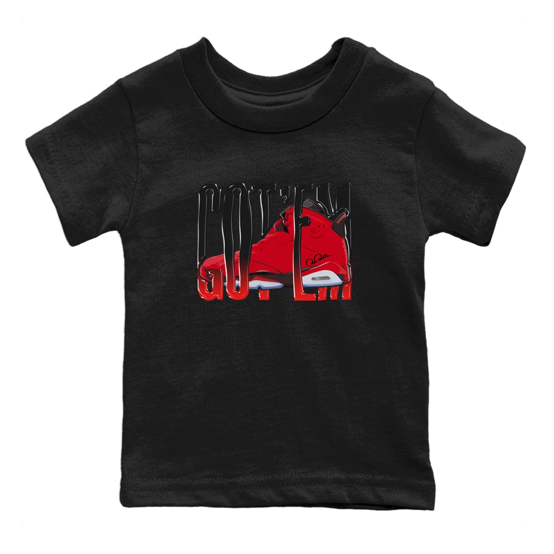 Air Jordan 6 Toro Bravo Sneaker Match Tees Wiggling Gotem Streetwear Sneaker Shirt 3D Graphic Design Shirts AJ6 Toro Bravo Sneaker Release Tees Kids Shirts Black 2