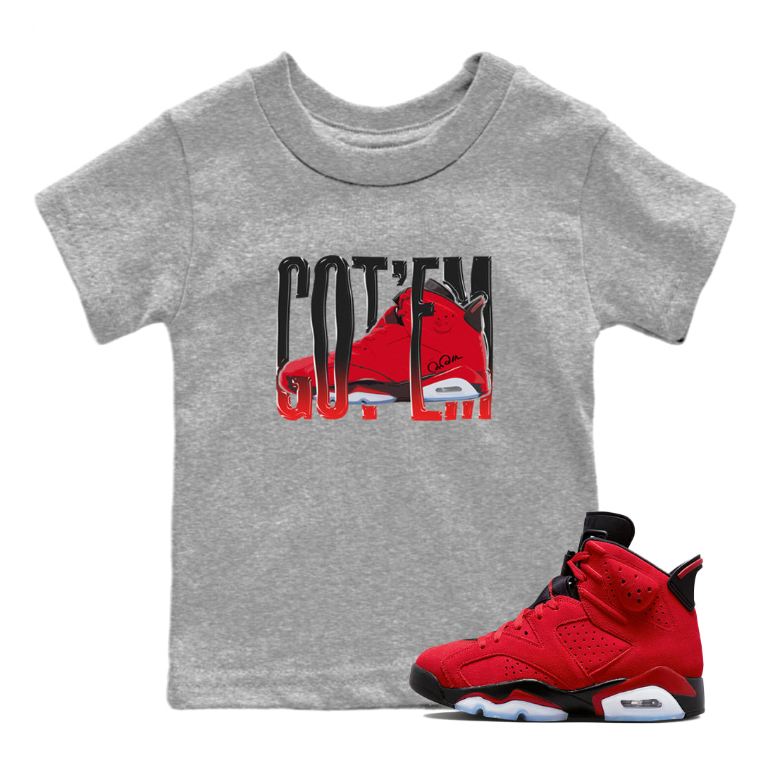 Air Jordan 6 Toro Bravo Wiggling Gotem Baby and Kids Streetwear Sneaker Shirt 3D Graphic Design Shirts AJ6 Toro Bravo Kids Streetwear Sneaker Shirt Size Chart