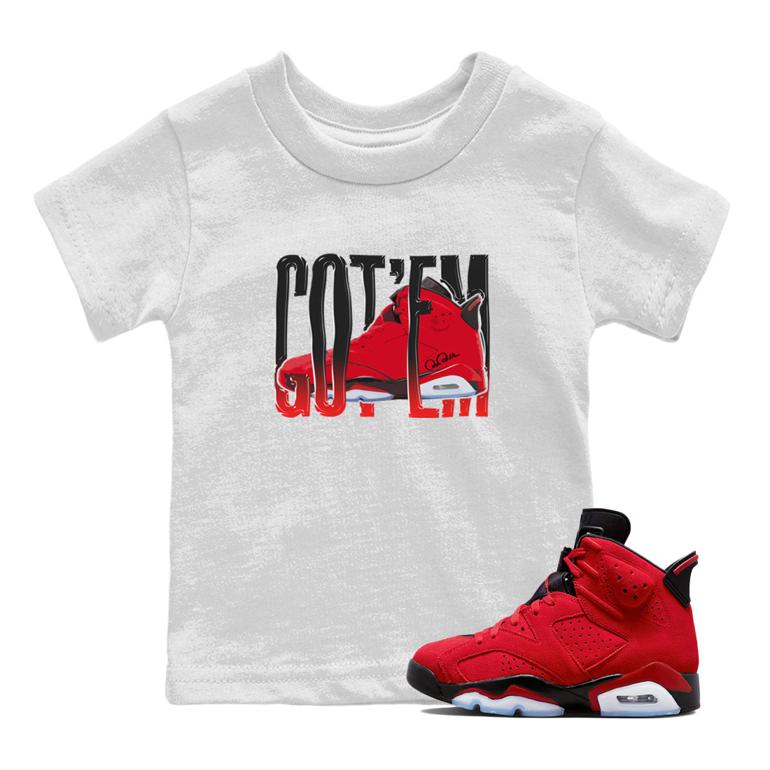 Air Jordan 6 Toro Bravo Sneaker Match Tees Wiggling Gotem Streetwear Sneaker Shirt 3D Graphic Design Shirts AJ6 Toro Bravo Sneaker Release Tees Kids Shirts White 1