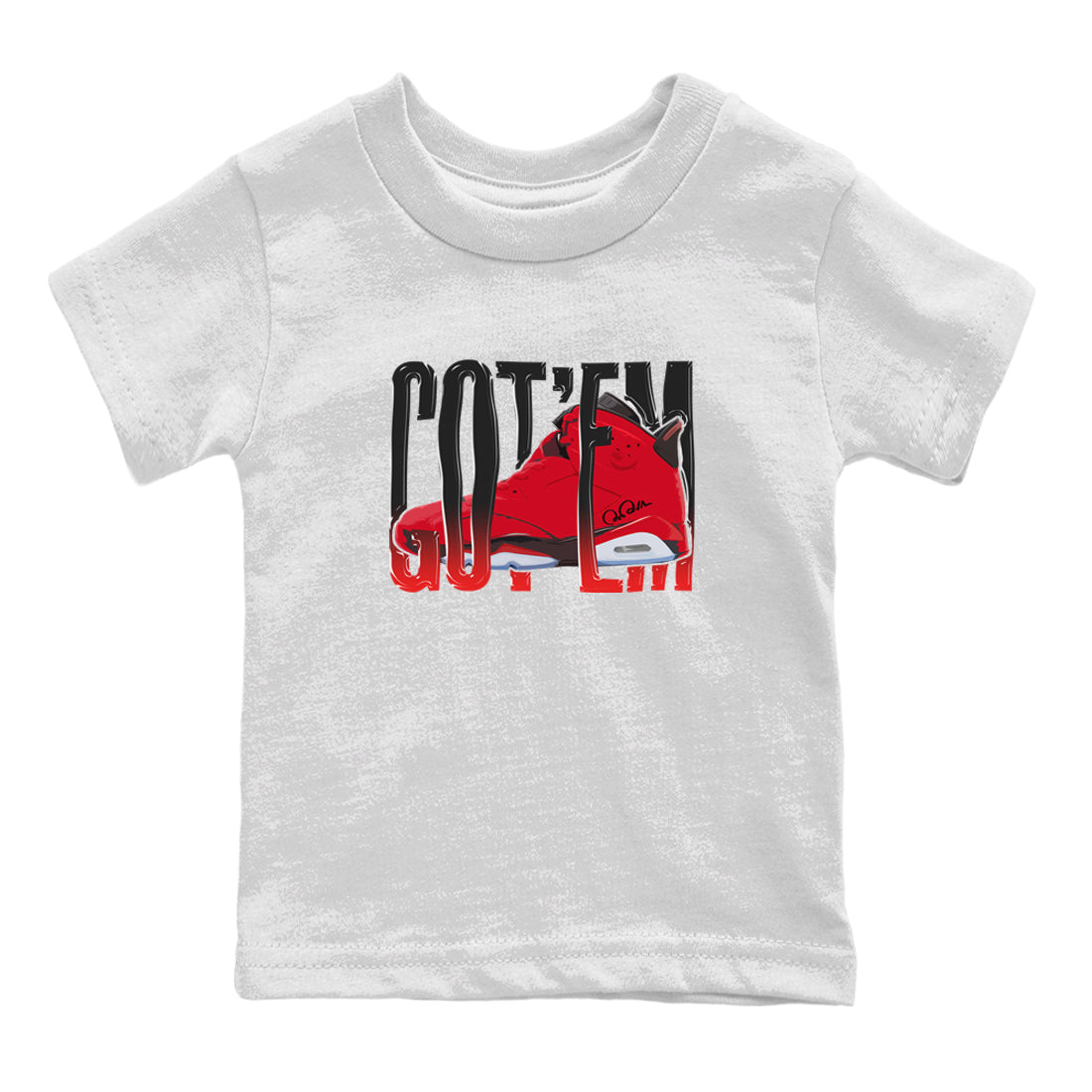Air Jordan 6 Toro Bravo Sneaker Match Tees Wiggling Gotem Streetwear Sneaker Shirt 3D Graphic Design Shirts AJ6 Toro Bravo Sneaker Release Tees Kids Shirts White 2