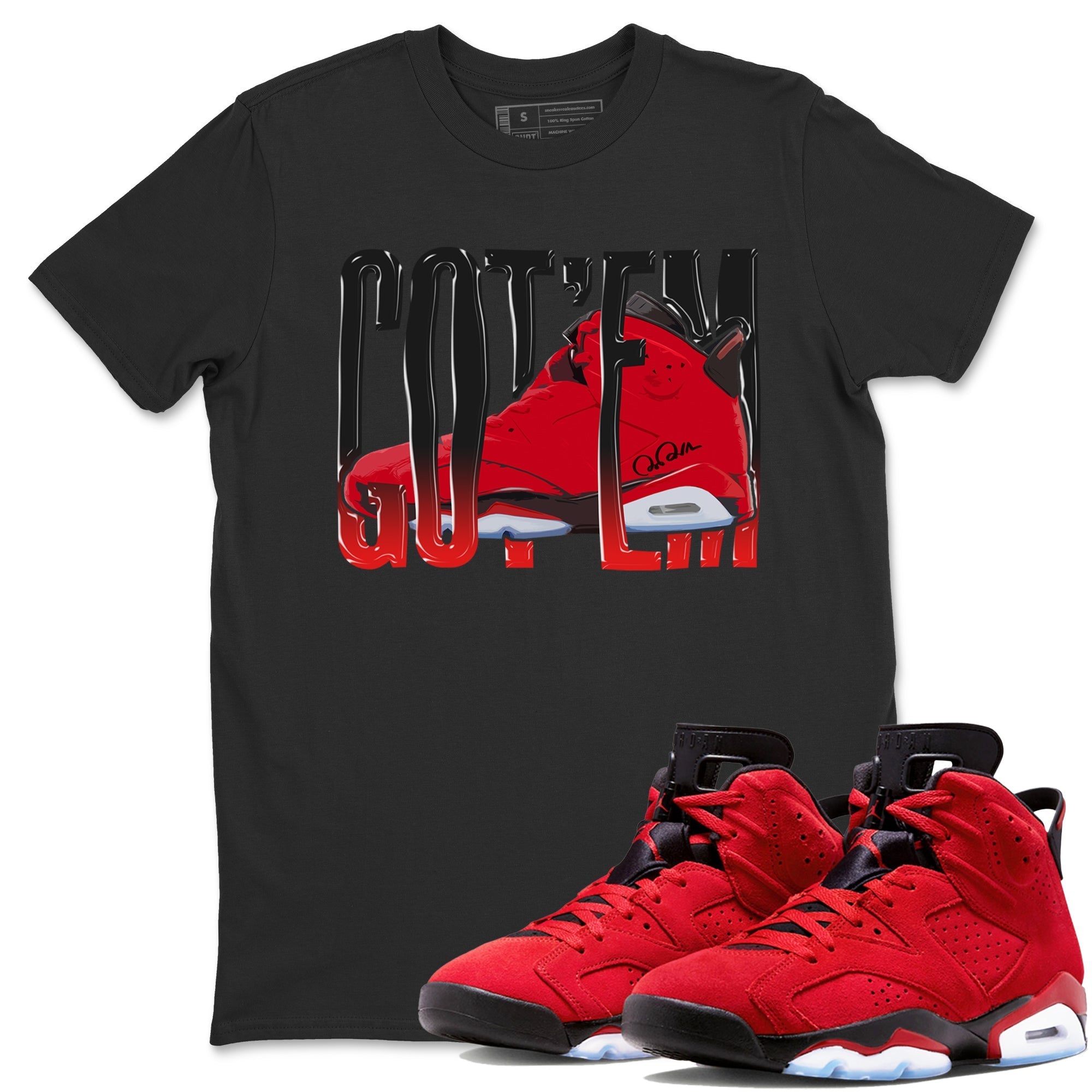 Air Jordan 6 Toro Bravo Sneaker Match Tees Wiggling Gotem Streetwear Sneaker Shirt 3D Graphic Design Shirts AJ6 Toro Bravo Sneaker Release Tees Unisex Shirts Black 1