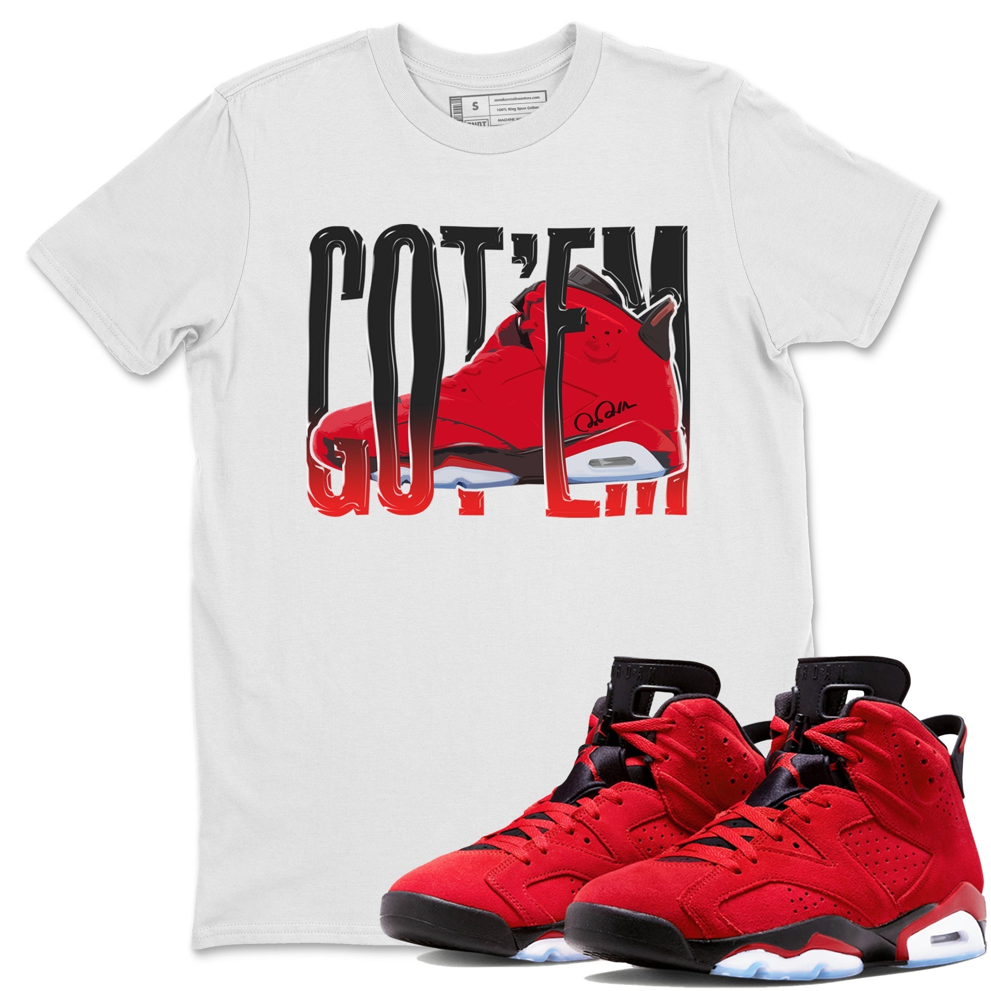 Air Jordan 6 Toro Bravo Sneaker Match Tees Wiggling Gotem Streetwear Sneaker Shirt 3D Graphic Design Shirts AJ6 Toro Bravo Sneaker Release Tees Unisex Shirts White 1