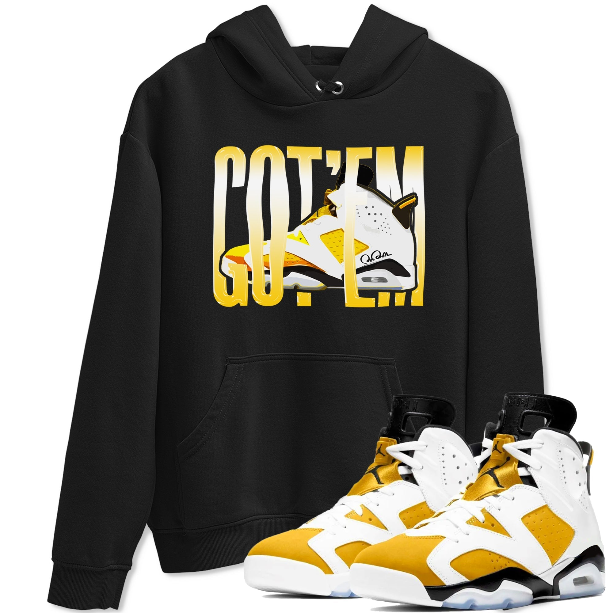 Air Jordan 6 Yellow Ochre shirt to match jordans Wiggling Gotem sneaker tees streetwear brand AJ6 Yellow Ochre Drip Gear Zone Brand Unisex Black 1 T-Shirt