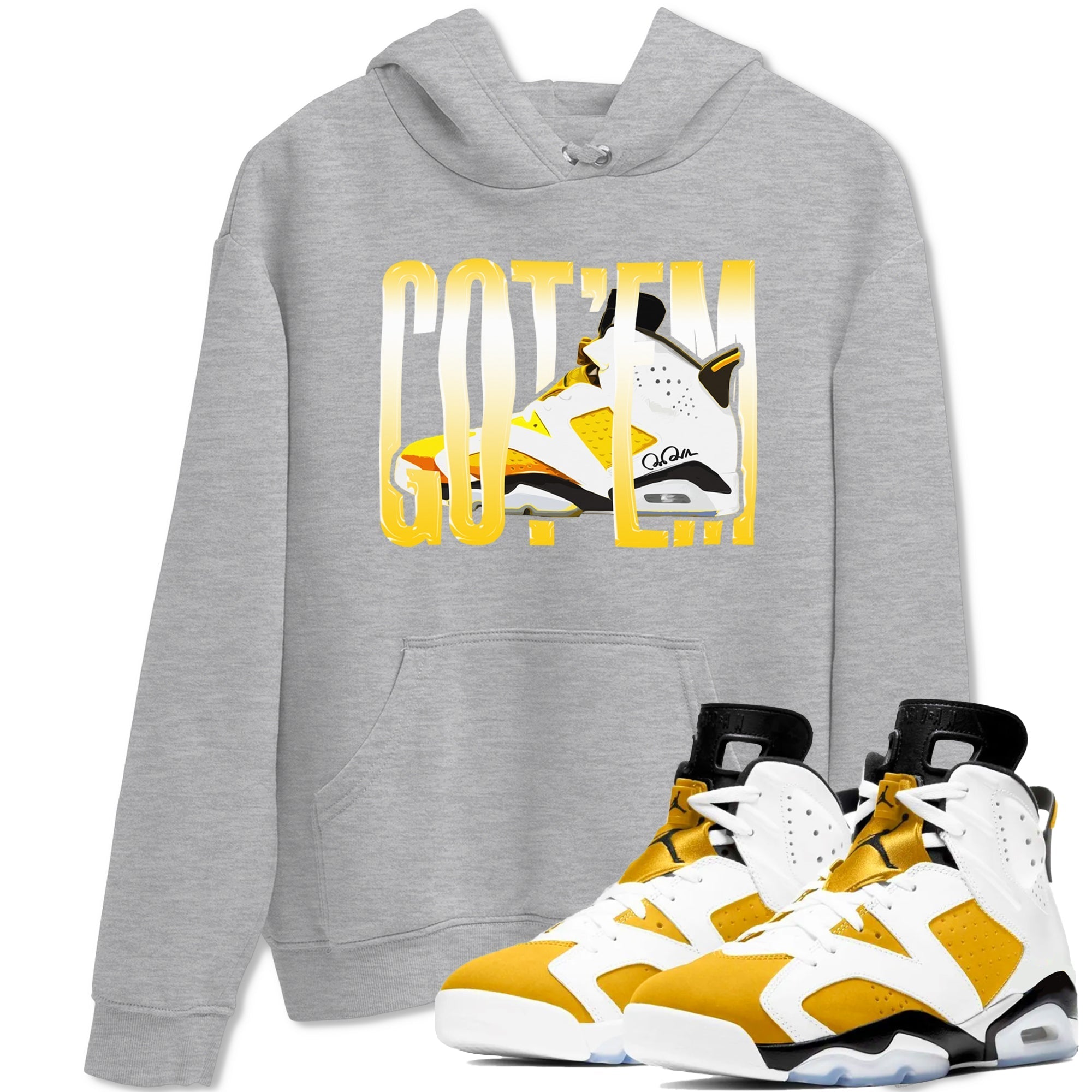 Air Jordan 6 Yellow Ochre shirt to match jordans Wiggling Gotem sneaker tees streetwear brand AJ6 Yellow Ochre Drip Gear Zone Brand Unisex Heather Grey 1 T-Shirt