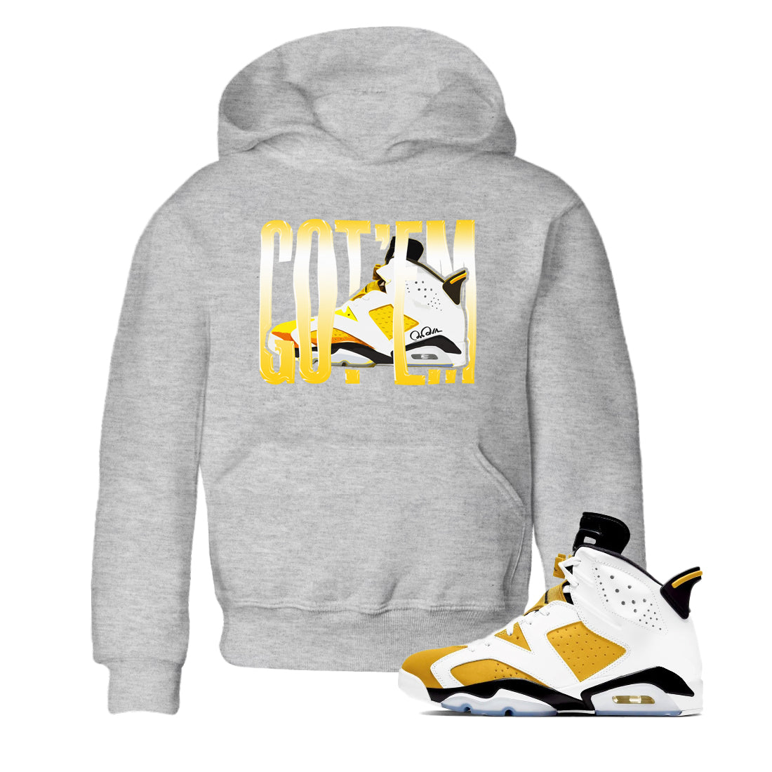 Air Jordan 6 Yellow Ochre shirt to match jordans Wiggling Gotem sneaker tees streetwear brand AJ6 Yellow Ochre Drip Gear Zone Brand Baby Toddler Heather Grey 1 T-Shirt