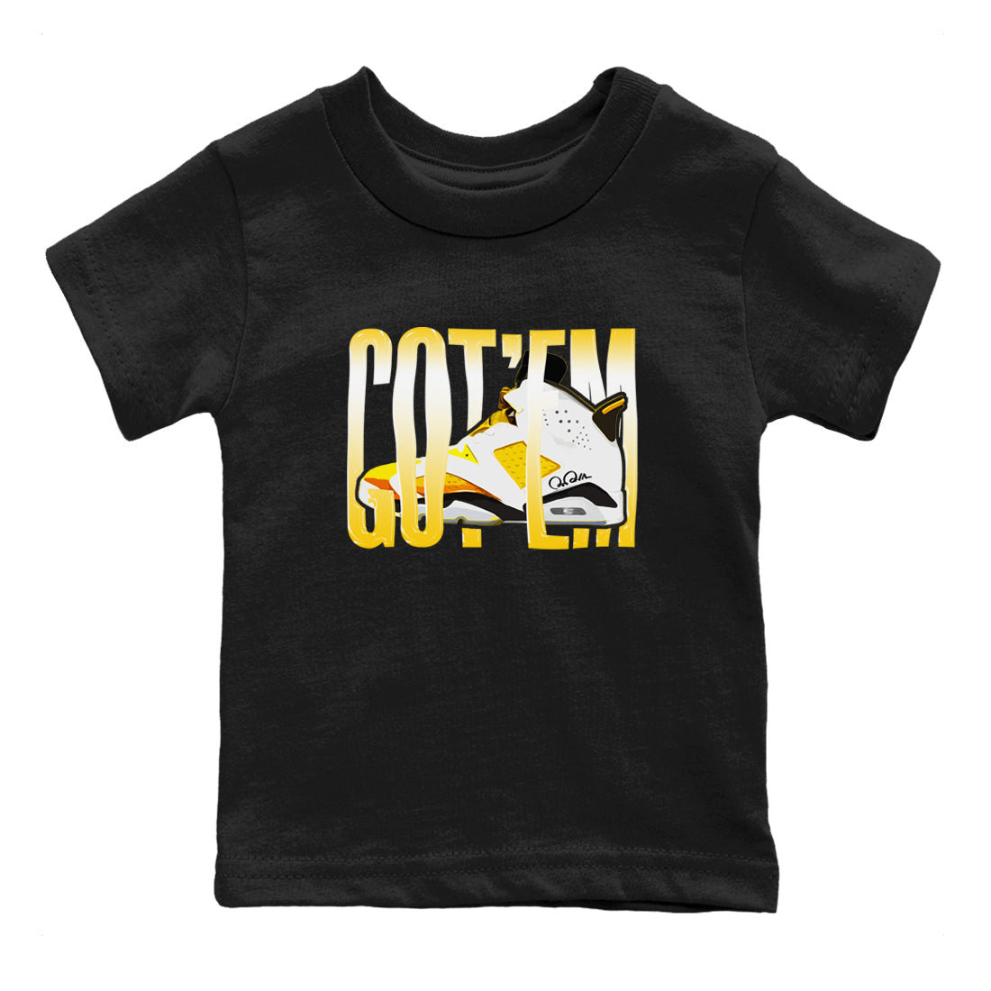 Air Jordan 6 Yellow Ochre shirt to match jordans Wiggling Gotem sneaker tees streetwear brand AJ6 Yellow Ochre Drip Gear Zone Brand Baby Toddler Black 2 T-Shirt