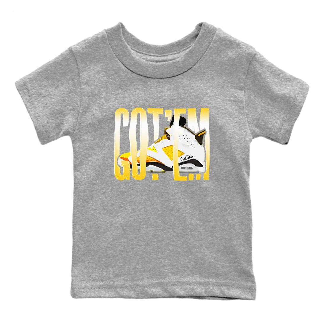Air Jordan 6 Yellow Ochre shirt to match jordans Wiggling Gotem sneaker tees streetwear brand AJ6 Yellow Ochre Drip Gear Zone Brand Baby Toddler Heather Grey 2 T-Shirt