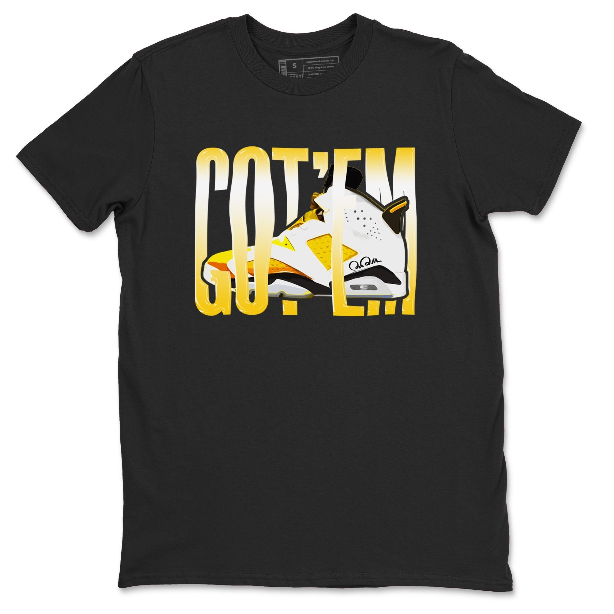 Air Jordan 6 Yellow Ochre shirt to match jordans Wiggling Gotem sneaker tees streetwear brand AJ6 Yellow Ochre Drip Gear Zone Brand Unisex Black 2 T-Shirt