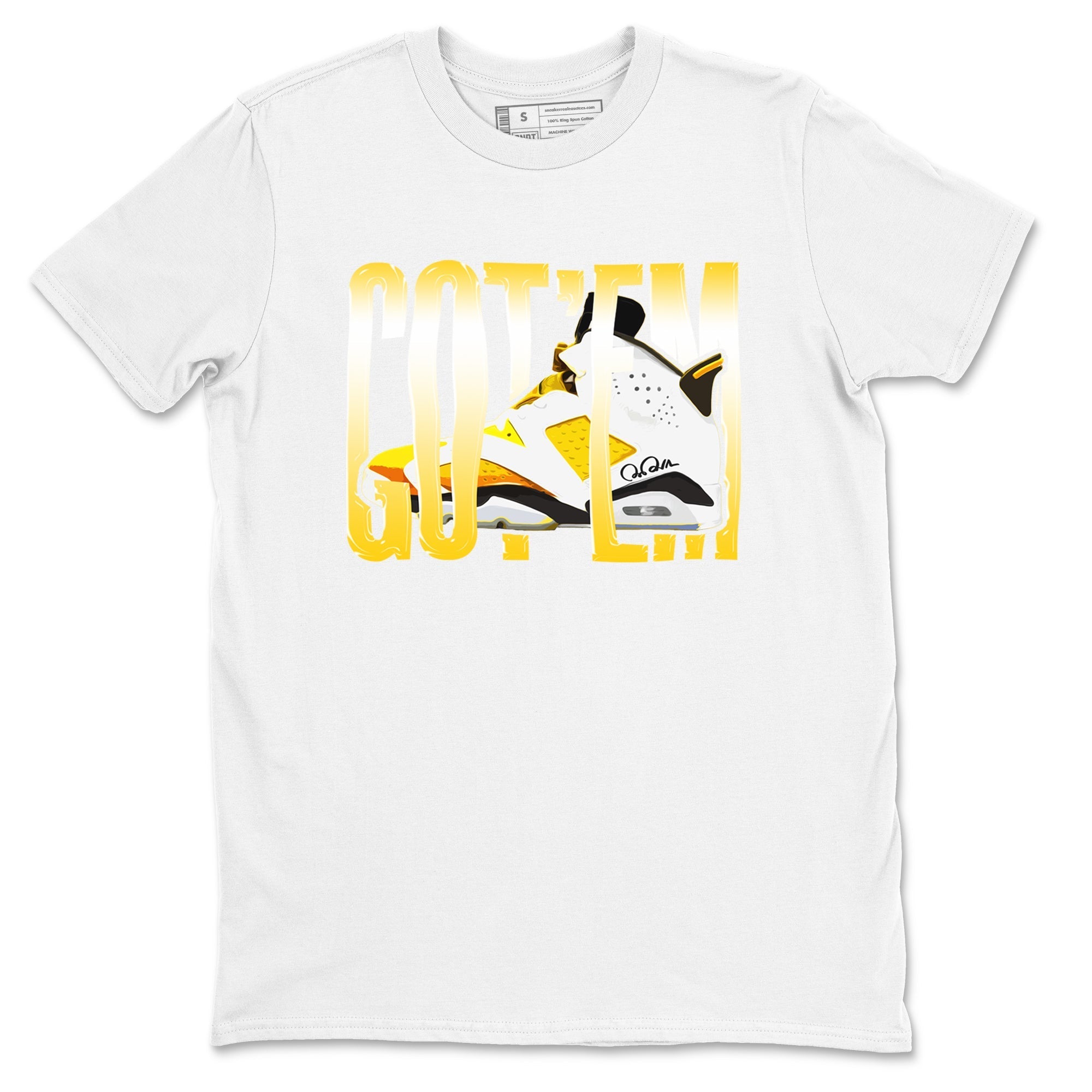 Air Jordan 6 Yellow Ochre shirt to match jordans Wiggling Gotem sneaker tees streetwear brand AJ6 Yellow Ochre Drip Gear Zone Brand Unisex White 2 T-Shirt
