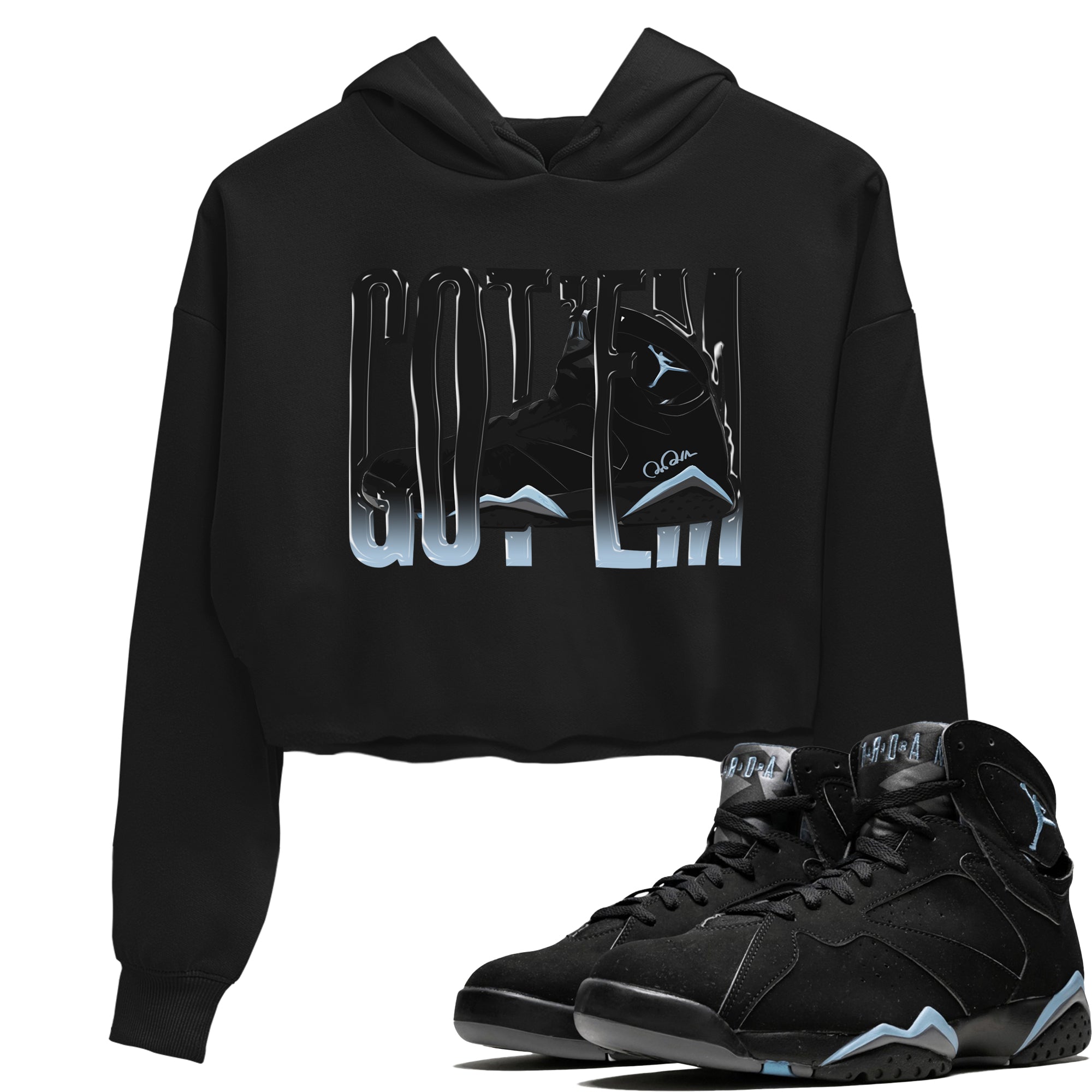 Air Jordan 7 Chambray Sneaker Match Tees Wiggling Gotem Streetwear Sneaker Shirt AJ7 Chambray Sneaker Release Tees Women's Shirts Black 1