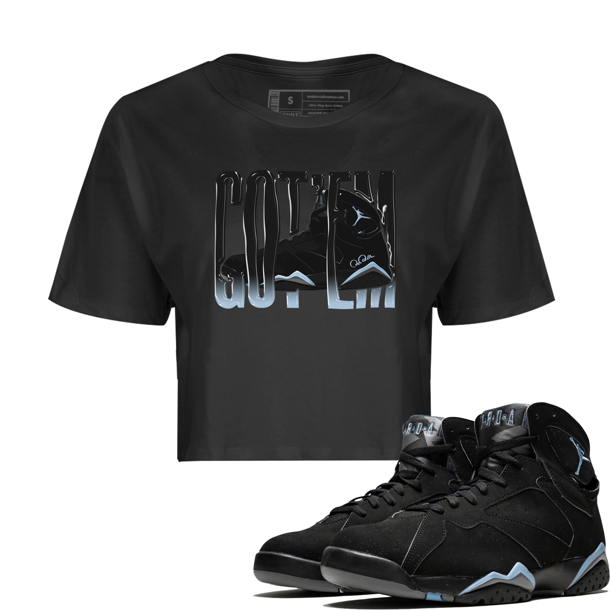 Air Jordan 7 Chambray Sneaker Match Tees Wiggling Gotem Streetwear Sneaker Shirt AJ7 Chambray Sneaker Release Tees Women's Shirts Black 1
