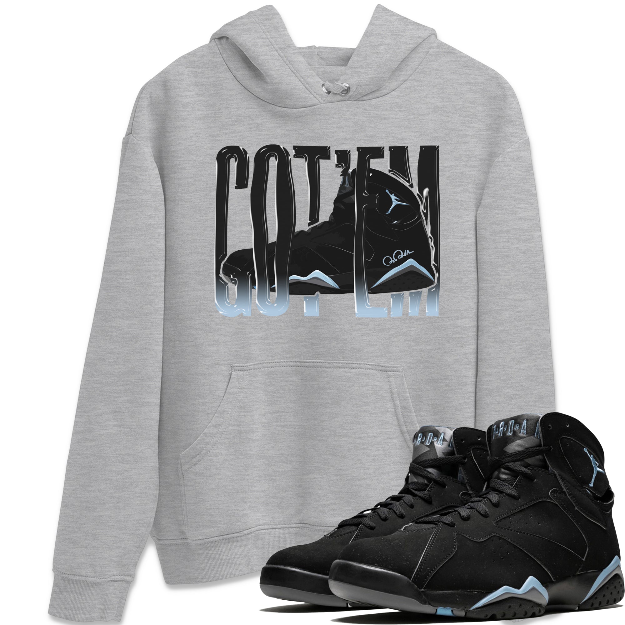Air Jordan 7 Chambray Sneaker Match Tees Wiggling Gotem Streetwear Sneaker Shirt AJ7 Chambray Sneaker Release Tees Unisex Shirts Heather Grey 1