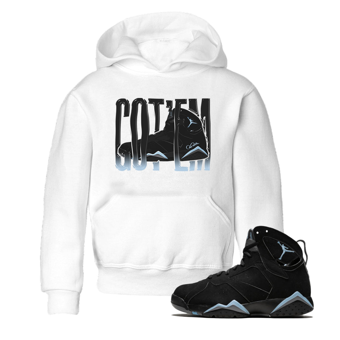 Air Jordan 7 Chambray Sneaker Match Tees Wiggling Gotem Streetwear Sneaker Shirt AJ7 Chambray Sneaker Release Tees Kids Shirts White 1