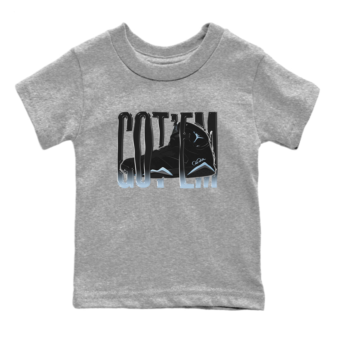Air Jordan 7 Chambray Sneaker Match Tees Wiggling Gotem Streetwear Sneaker Shirt AJ7 Chambray Sneaker Release Tees Kids Shirts Heather Grey 2