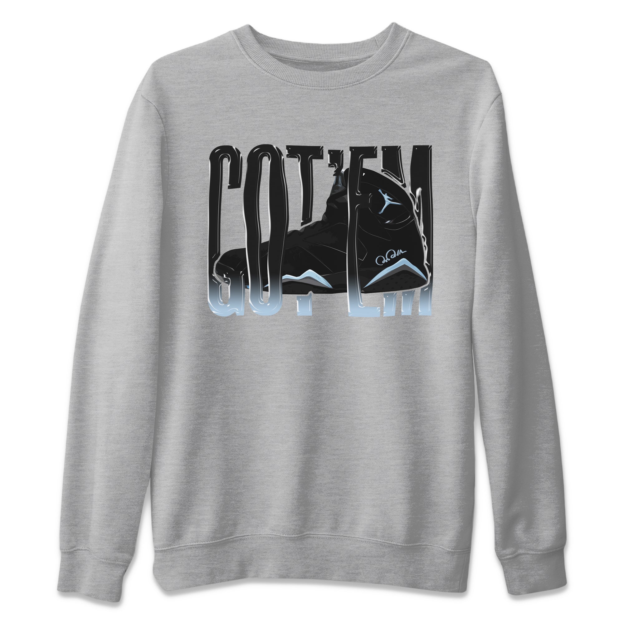 Air Jordan 7 Chambray Sneaker Match Tees Wiggling Gotem Streetwear Sneaker Shirt AJ7 Chambray Sneaker Release Tees Unisex Shirts Heather Grey 2