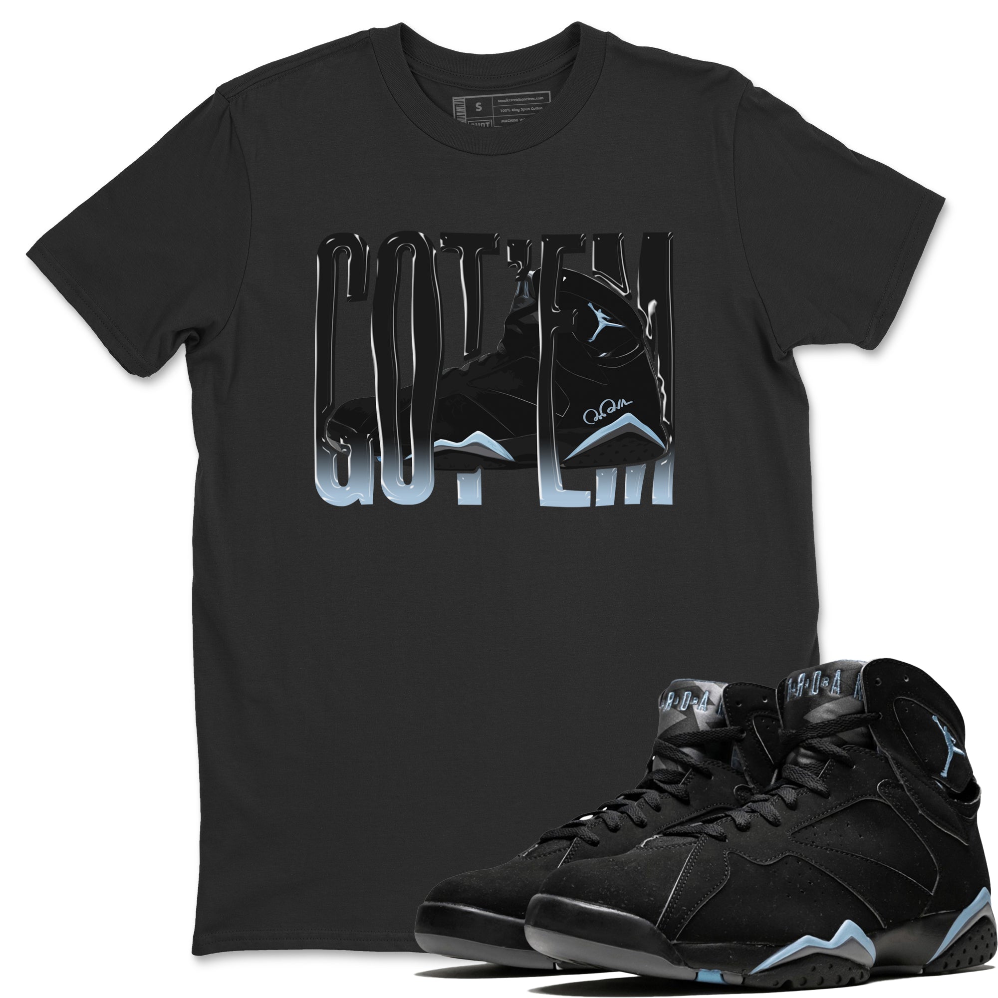Air Jordan 7 Chambray Sneaker Match Tees Wiggling Gotem Streetwear Sneaker Shirt AJ7 Chambray Sneaker Release Tees Unisex Shirts Black 1