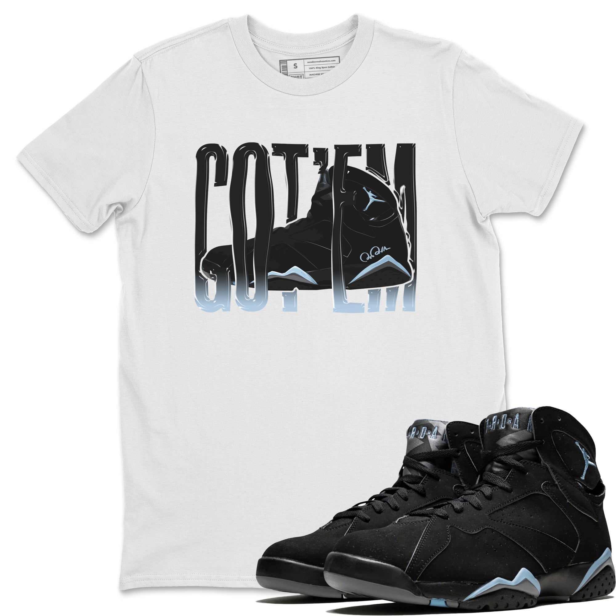 Air Jordan 7 Chambray Sneaker Match Tees Wiggling Gotem Streetwear Sneaker Shirt AJ7 Chambray Sneaker Release Tees Unisex Shirts White 1