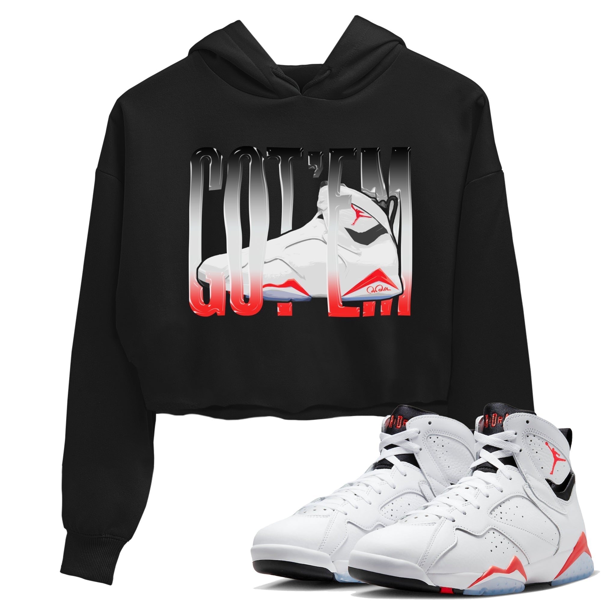Air Jordan 7 Infrared Sneaker Match Tees Wiggling Gotem Streetwear Sneaker Shirt AJ7 Infrared Sneaker Release Tees Women's Shirts Black 1