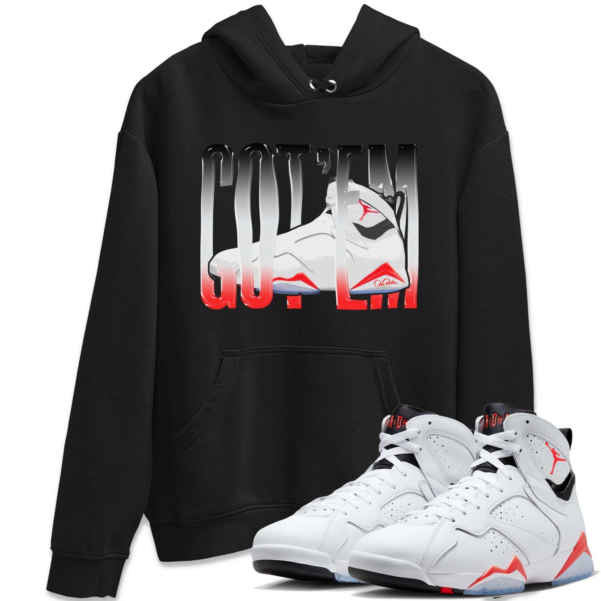 Air Jordan 7 Infrared Sneaker Match Tees Wiggling Gotem Streetwear Sneaker Shirt AJ7 Infrared Sneaker Release Tees Unisex Shirts Black 1