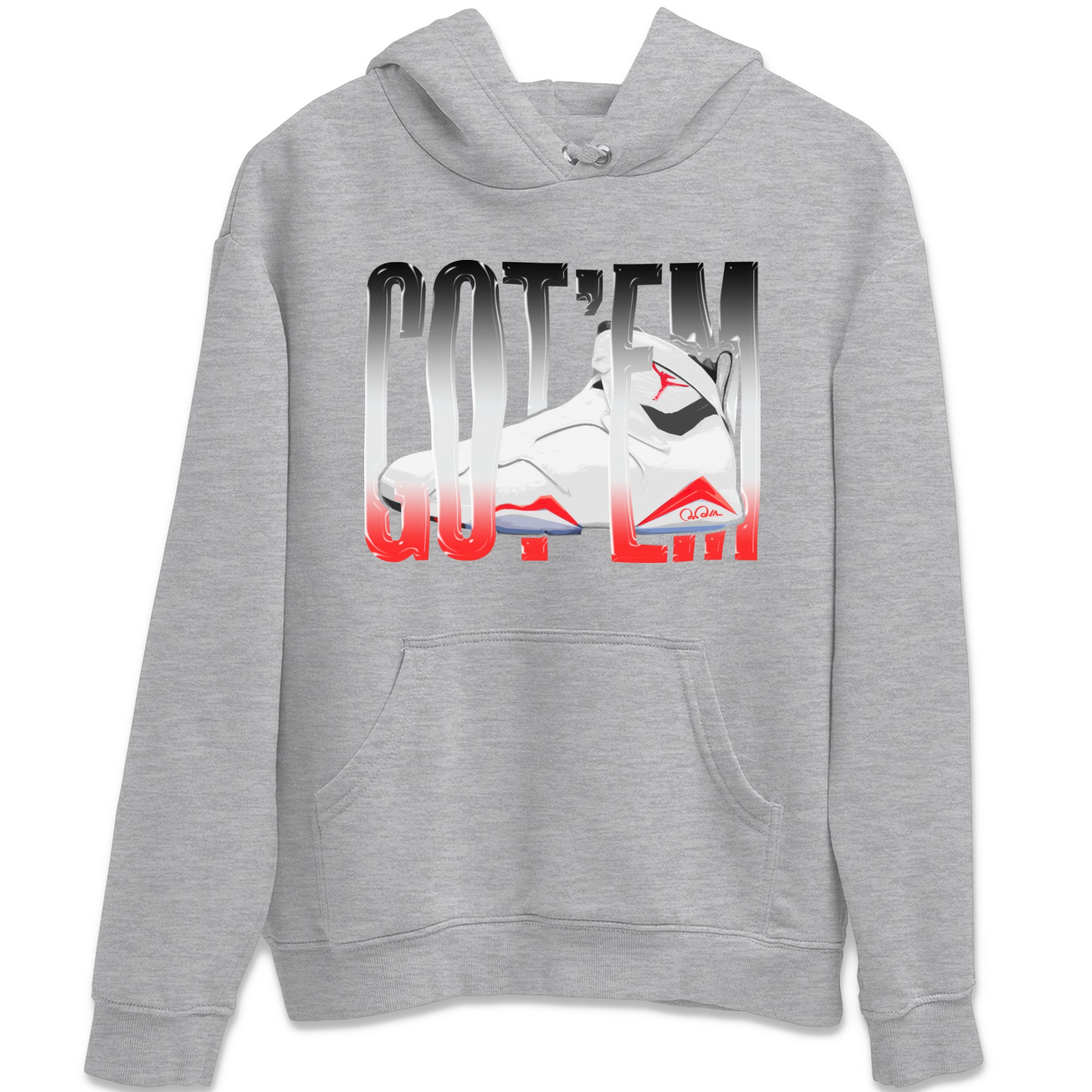 Air Jordan 7 Infrared Sneaker Match Tees Wiggling Gotem Streetwear Sneaker Shirt AJ7 Infrared Sneaker Release Tees Unisex Shirts Heather Grey 2