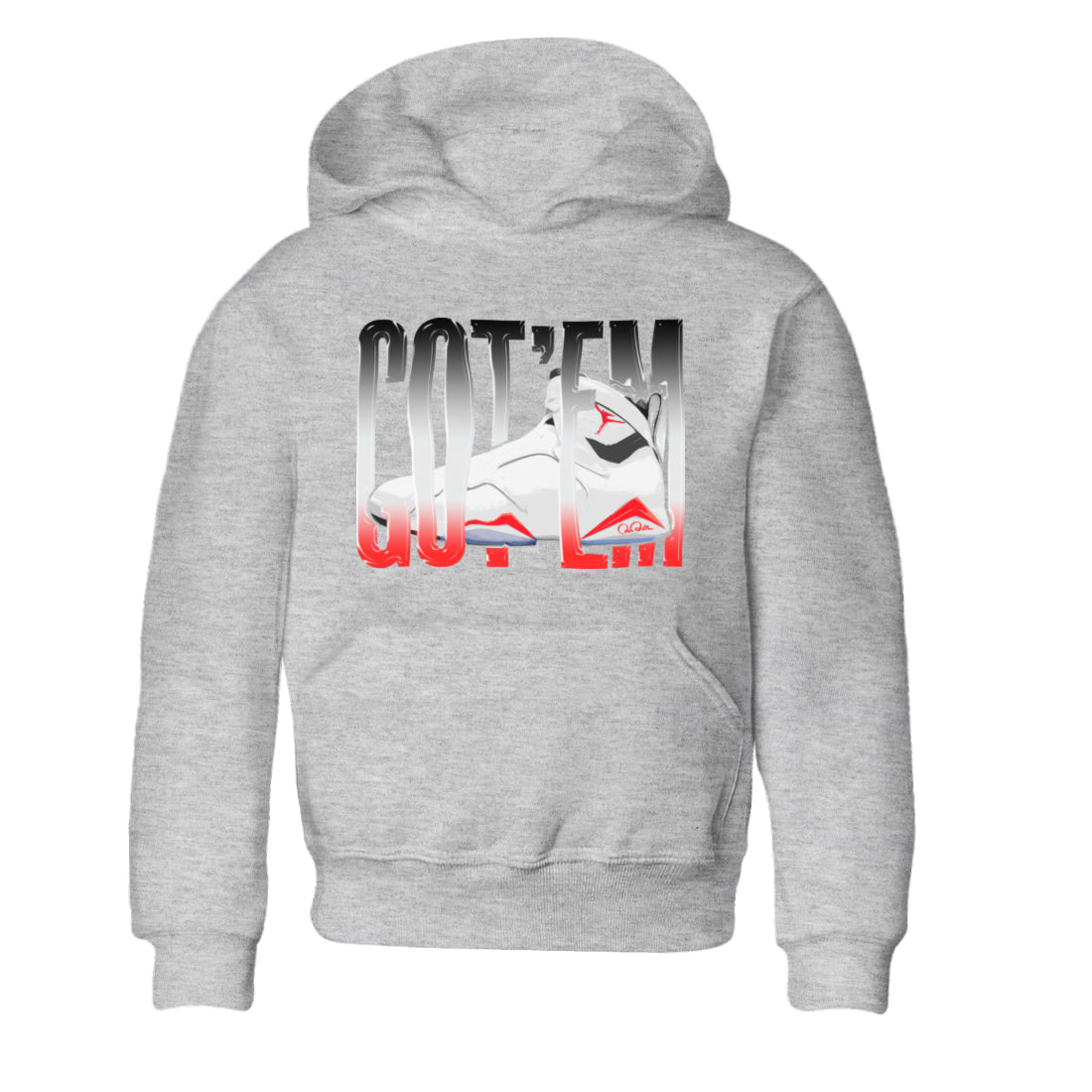 Air Jordan 7 Infrared Sneaker Match Tees Wiggling Gotem Streetwear Sneaker Shirt AJ7 Infrared Sneaker Release Tees Kids Shirts Heather Grey 2