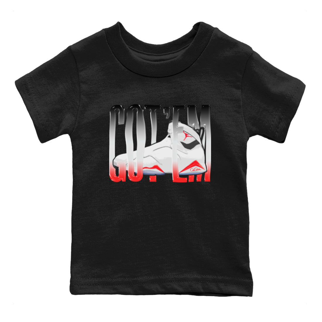 Air Jordan 7 Infrared Sneaker Match Tees Wiggling Gotem Streetwear Sneaker Shirt AJ7 Infrared Sneaker Release Tees Kids Shirts Black 2