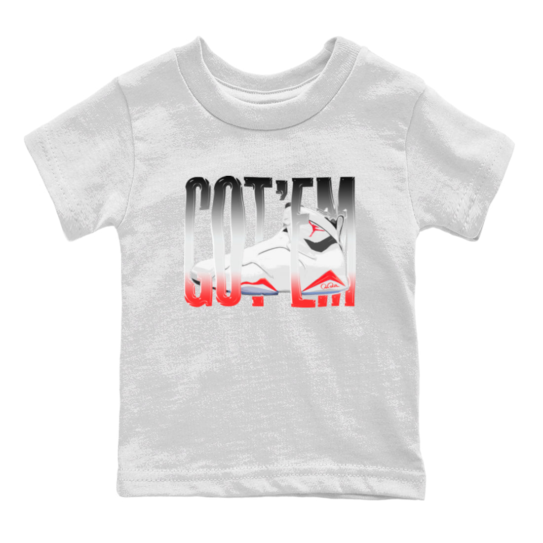 Air Jordan 7 Infrared Sneaker Match Tees Wiggling Gotem Streetwear Sneaker Shirt AJ7 Infrared Sneaker Release Tees Kids Shirts White 2