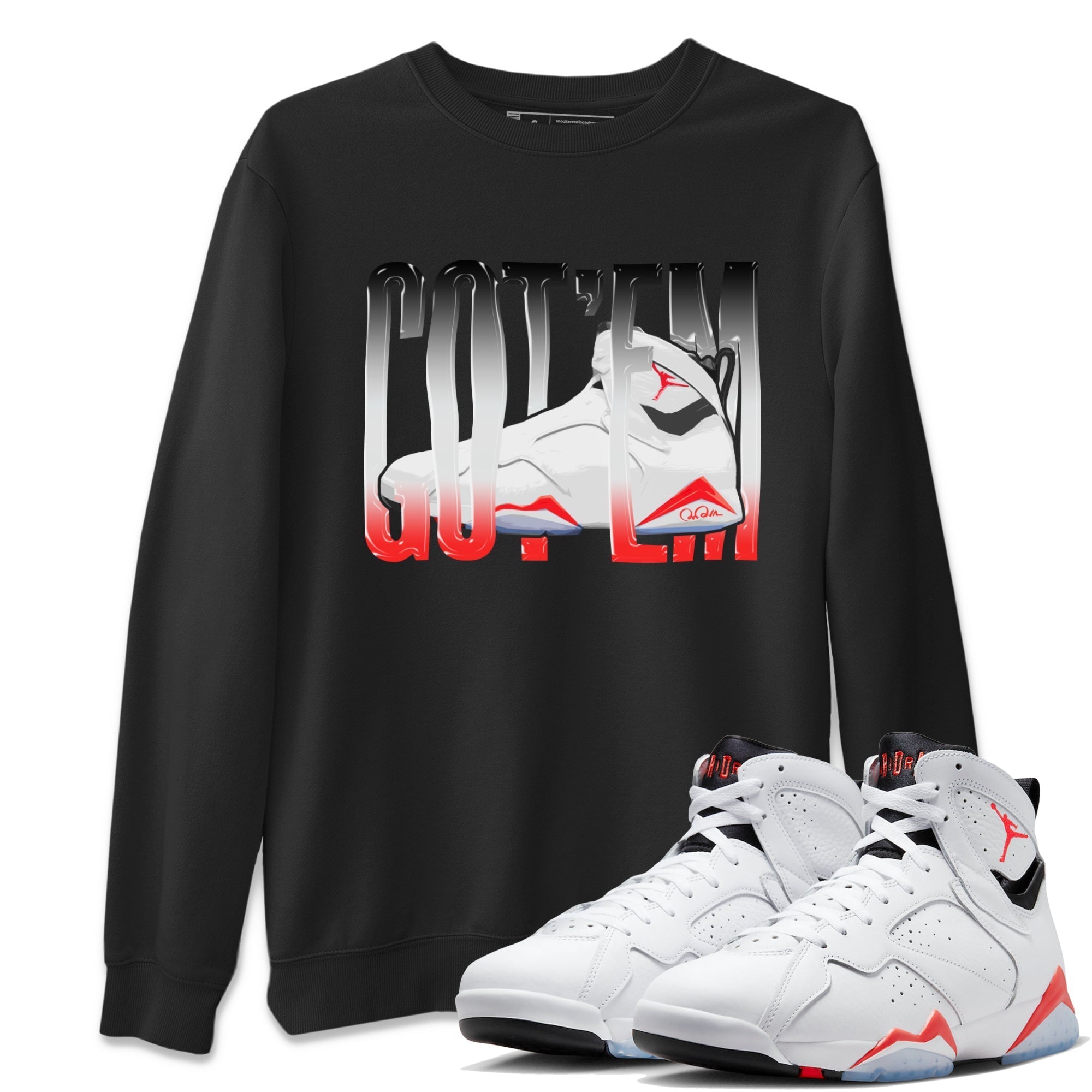 Air Jordan 7 Infrared Sneaker Match Tees Wiggling Gotem Streetwear Sneaker Shirt AJ7 Infrared Sneaker Release Tees Unisex Shirts Black 1
