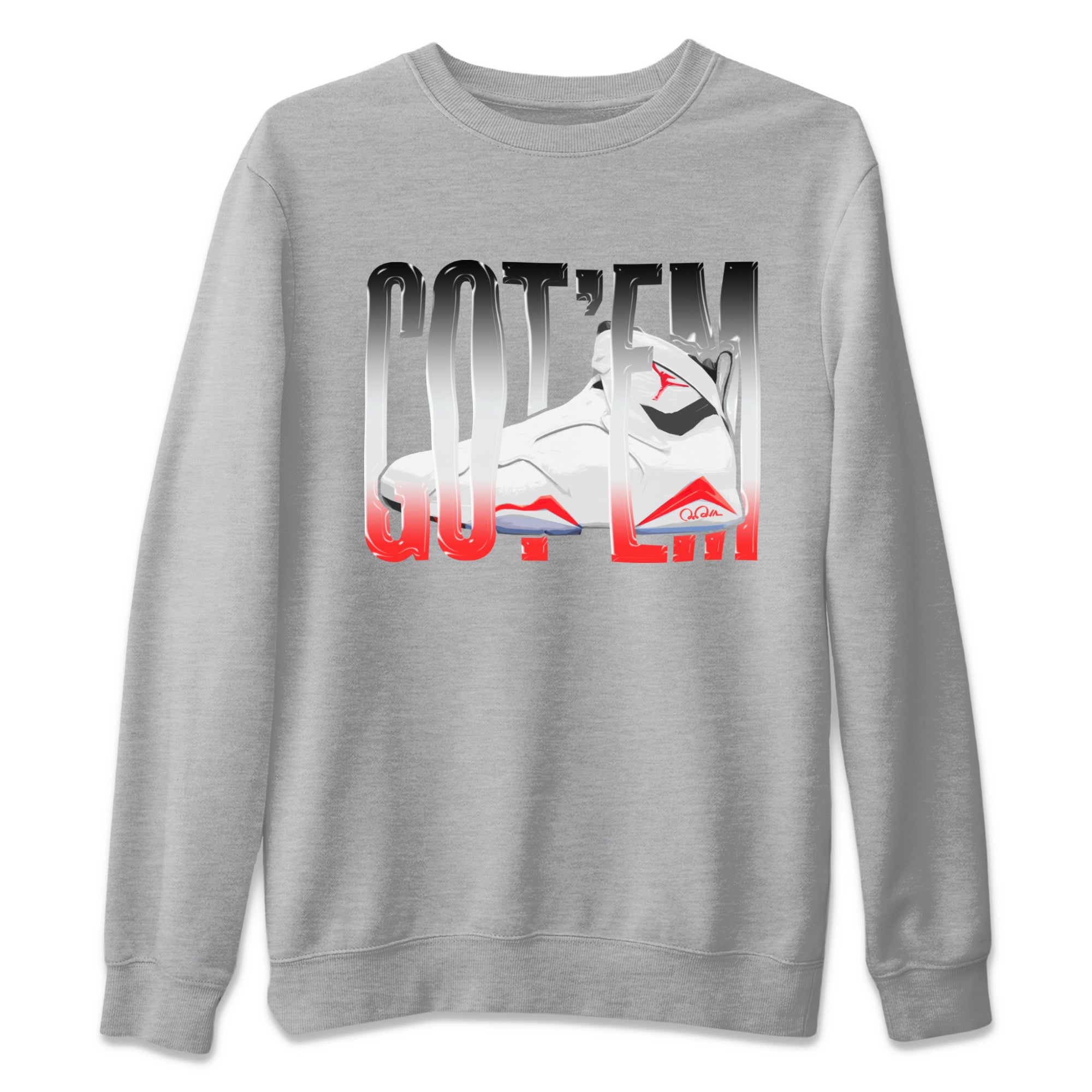Air Jordan 7 Infrared Sneaker Match Tees Wiggling Gotem Streetwear Sneaker Shirt AJ7 Infrared Sneaker Release Tees Unisex Shirts Heather Grey 2