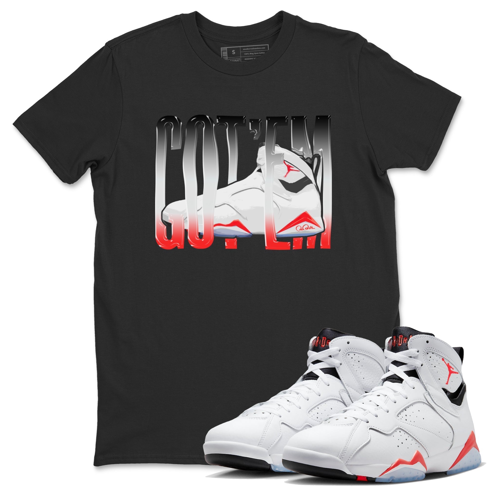 Air Jordan 7 Infrared Sneaker Match Tees Wiggling Gotem Streetwear Sneaker Shirt AJ7 Infrared Sneaker Release Tees Unisex Shirts Black 1
