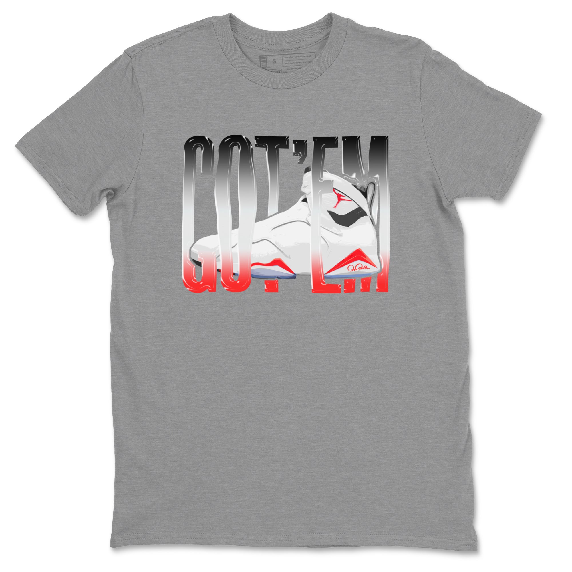 Air Jordan 7 Infrared Sneaker Match Tees Wiggling Gotem Streetwear Sneaker Shirt AJ7 Infrared Sneaker Release Tees Unisex Shirts Heather Grey 2