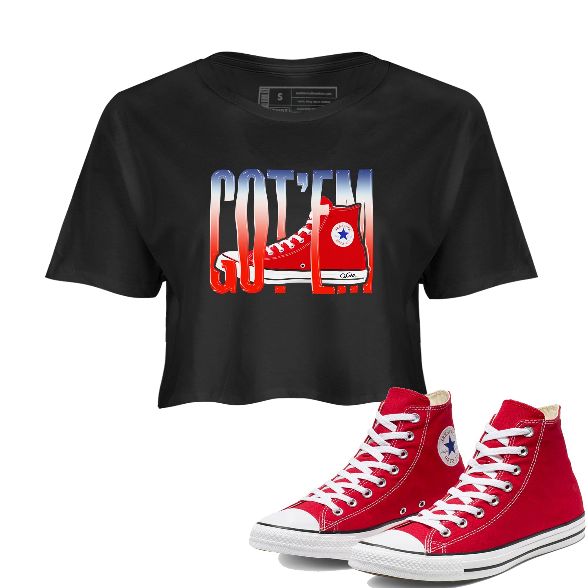 Converse High Top Red shirt to match sneakers Wiggling Gotem sneaker tees Shoes Match Converse High Top Red Drip Gear Zone Sneaker Tee Black 1 Crop T-Shirt