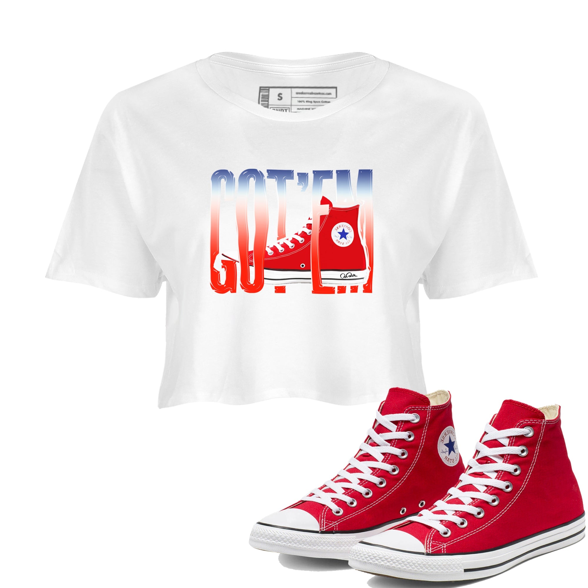 Converse High Top Red shirt to match sneakers Wiggling Gotem sneaker tees Shoes Match Converse High Top Red Drip Gear Zone Sneaker Tee White 1 Crop T-Shirt