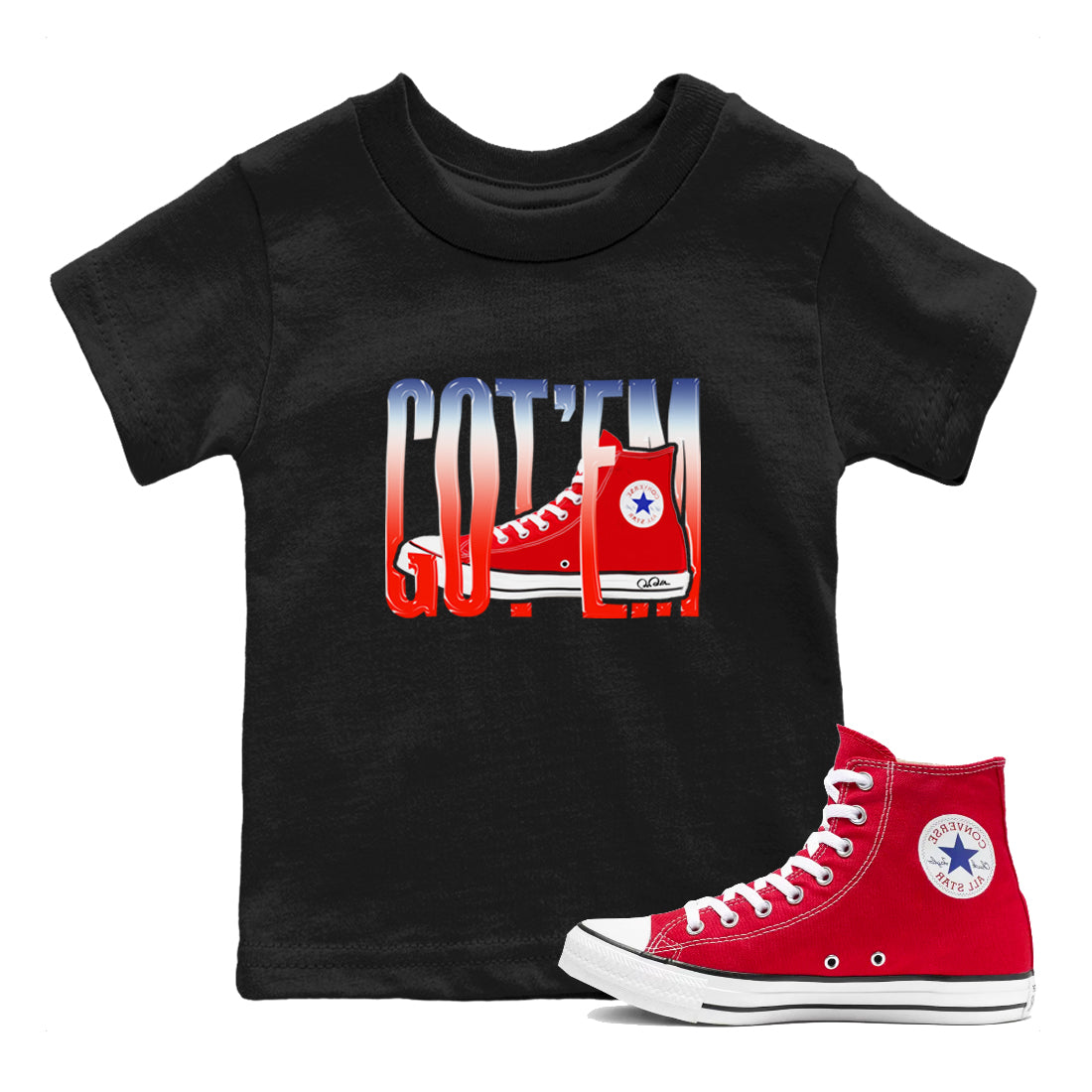Converse High Top Red shirt to match sneakers Wiggling Gotem sneaker tees Shoes Match Converse High Top Red Drip Gear Zone Sneaker Tee Baby Toddler Black 1 T-Shirt