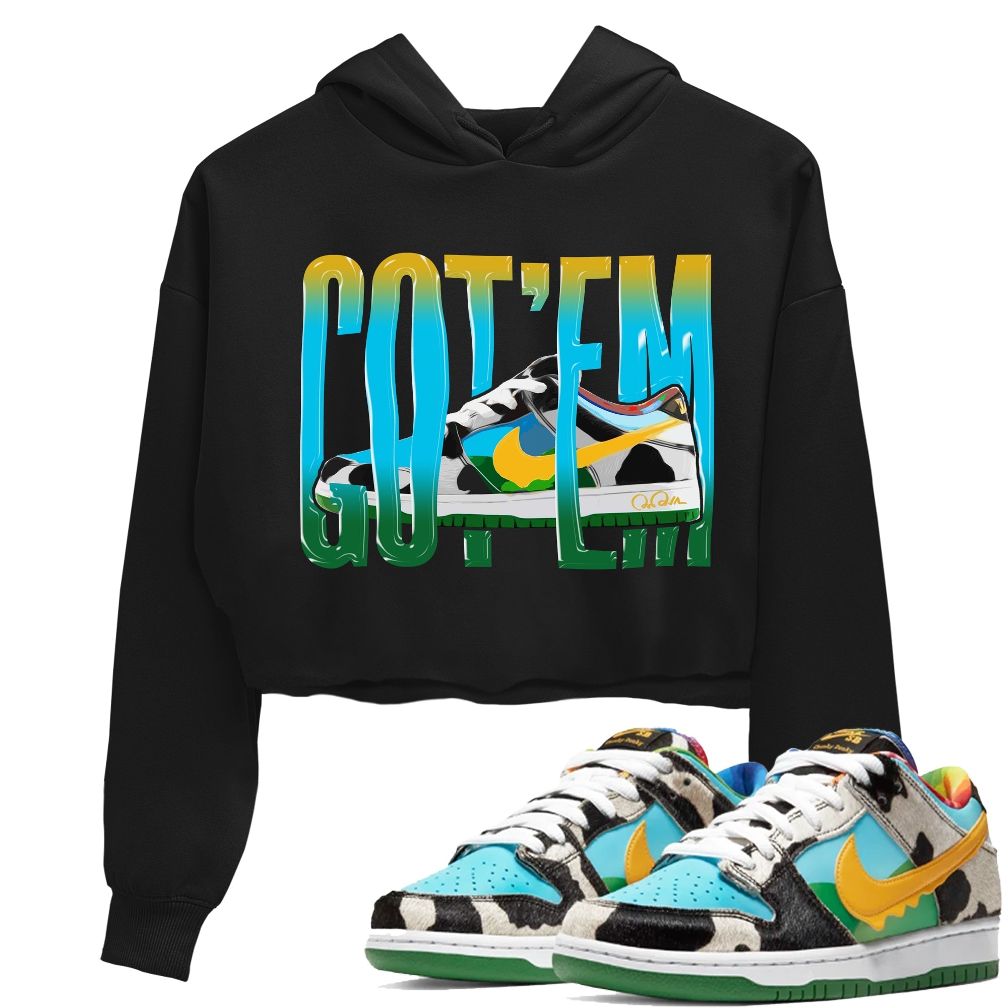 Dunk Chunky Dunky Sneaker Match Tees Wiggling Gotem Streetwear Sneaker Shirt Nike SB Ben's Jerrys Sneaker Release Tees Women's Shirts Black 1
