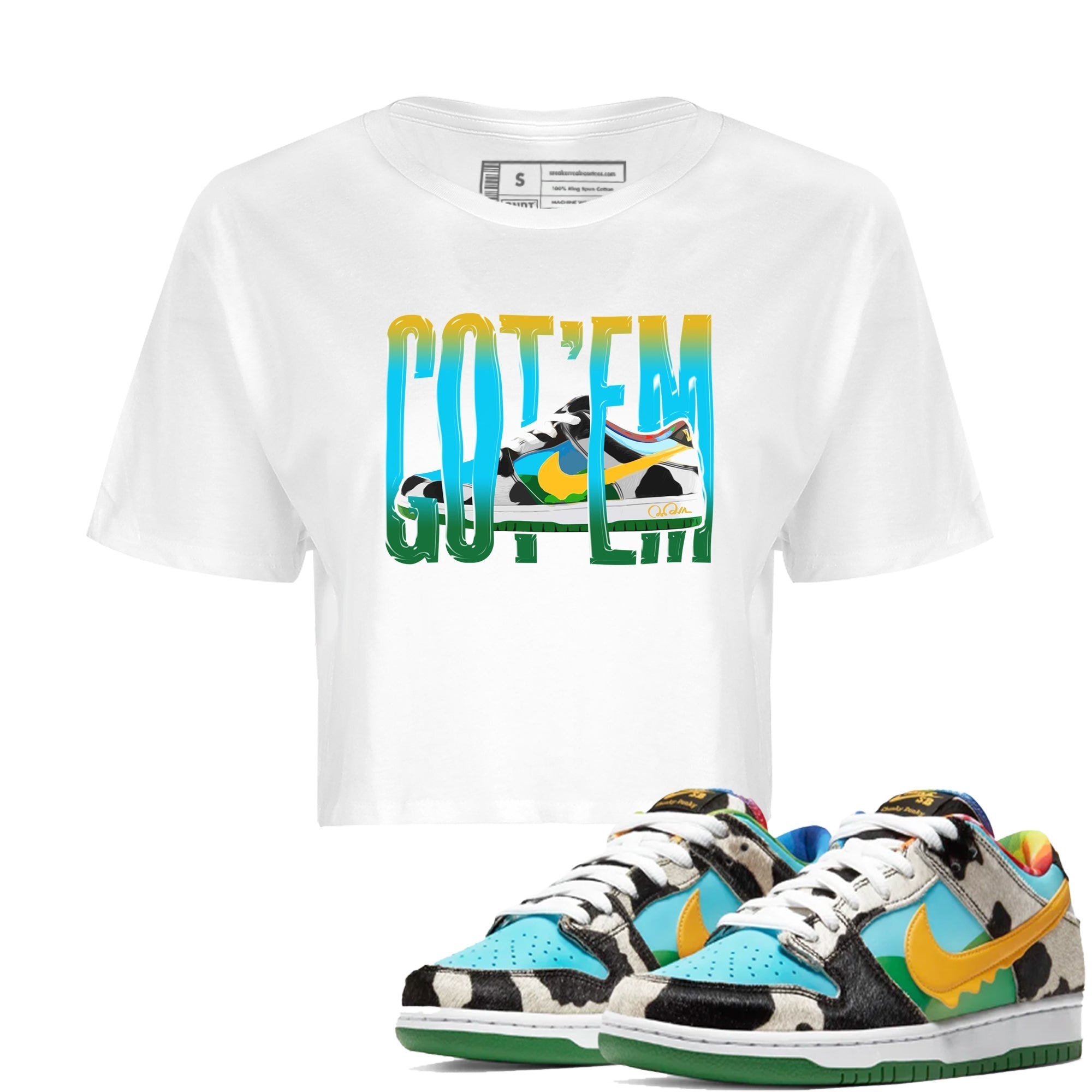 Dunk Chunky Dunky Sneaker Match Tees Wiggling Gotem Streetwear Sneaker Shirt Nike SB Ben's Jerrys Sneaker Release Tees Women's Shirts White 1