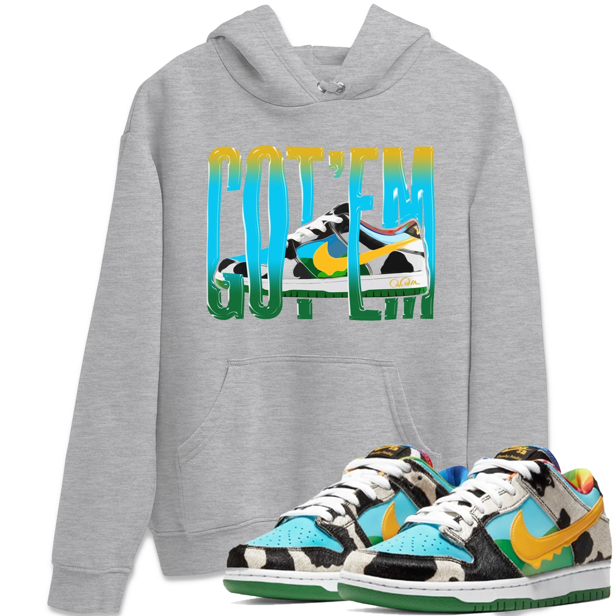 Dunk Chunky Dunky Sneaker Match Tees Wiggling Gotem Streetwear Sneaker Shirt Nike SB Ben's Jerrys Sneaker Release Tees Unisex Shirts Heather Grey 1