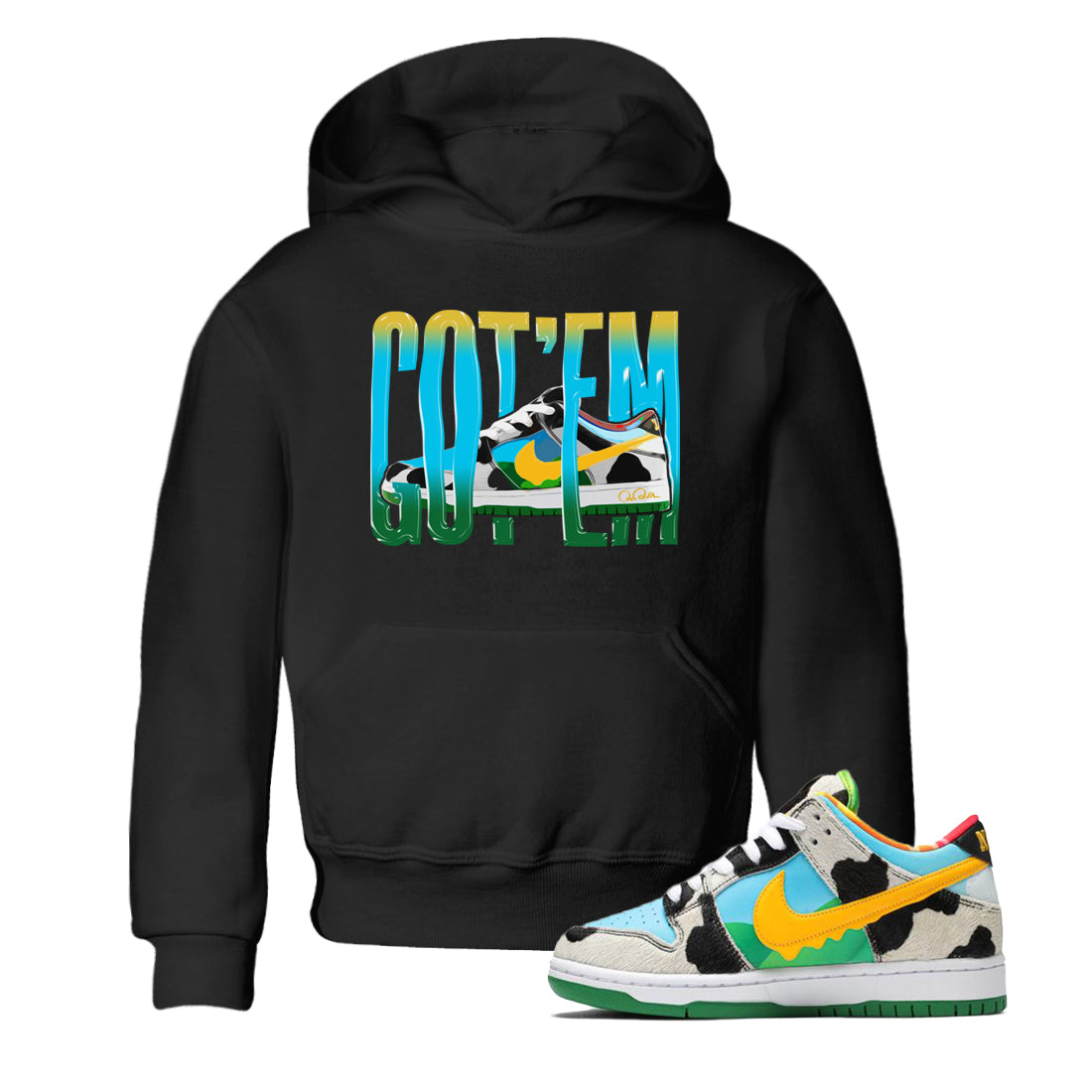 Dunk Chunky Dunky Sneaker Match Tees Wiggling Gotem Streetwear Sneaker Shirt Nike SB Ben's Jerrys Sneaker Release Tees Kids Shirts Black 1