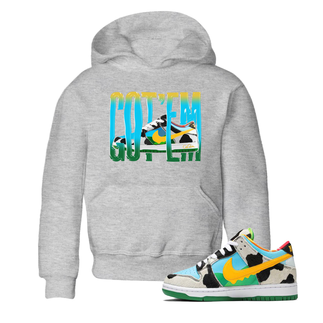 Dunk Chunky Dunky Sneaker Match Tees Wiggling Gotem Streetwear Sneaker Shirt Nike SB Ben's Jerrys Sneaker Release Tees Kids Shirts Heather Grey 1