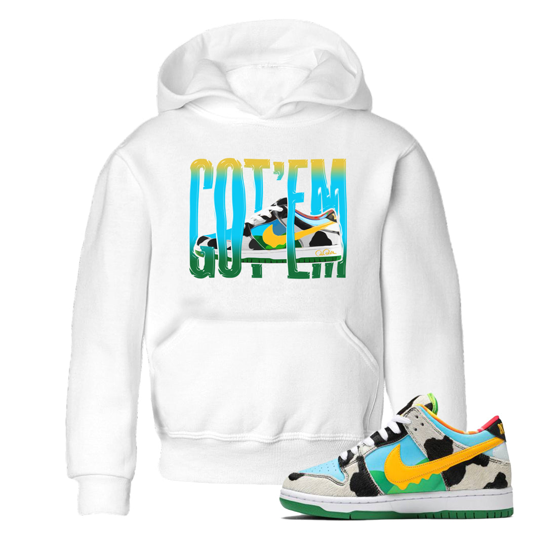 Dunk Chunky Dunky Sneaker Match Tees Wiggling Gotem Streetwear Sneaker Shirt Nike SB Ben's Jerrys Sneaker Release Tees Kids Shirts White 1