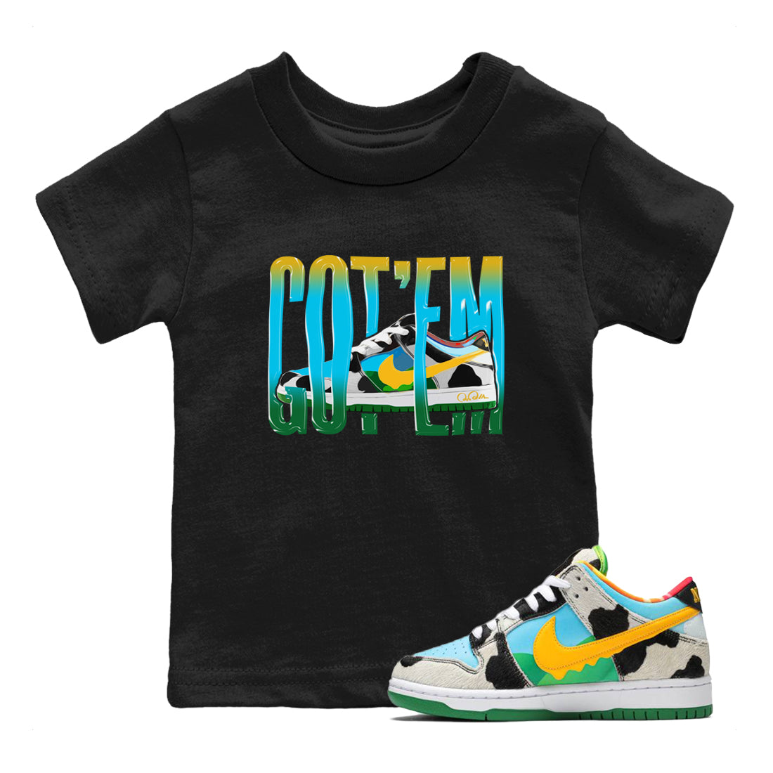 Dunk Chunky Dunky Sneaker Match Tees Wiggling Gotem Streetwear Sneaker Shirt Nike SB Ben's Jerrys Sneaker Release Tees Kids Shirts Black 1