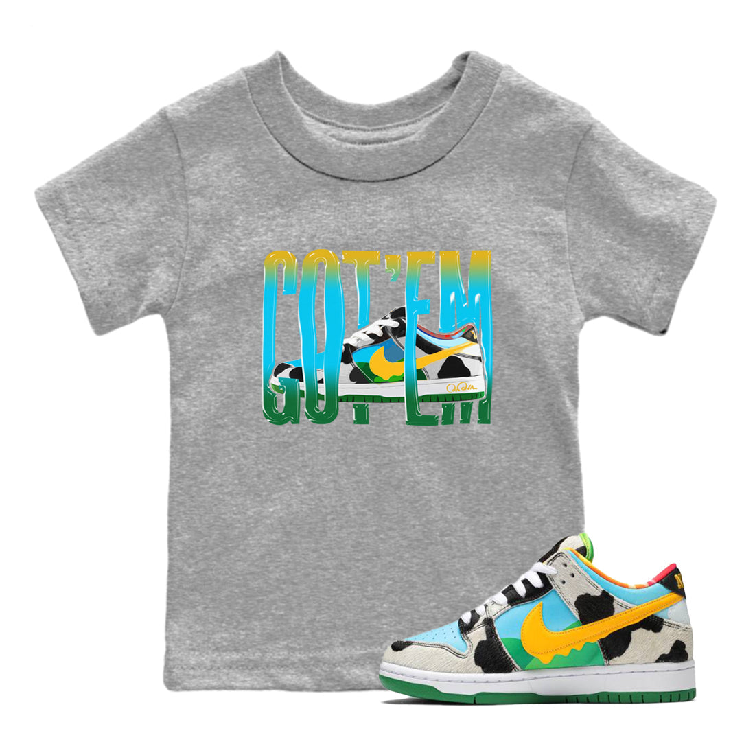 Dunk Chunky Dunky Sneaker Match Tees Wiggling Gotem Streetwear Sneaker Shirt Nike SB Ben's Jerrys Sneaker Release Tees Kids Shirts Heather Grey 1