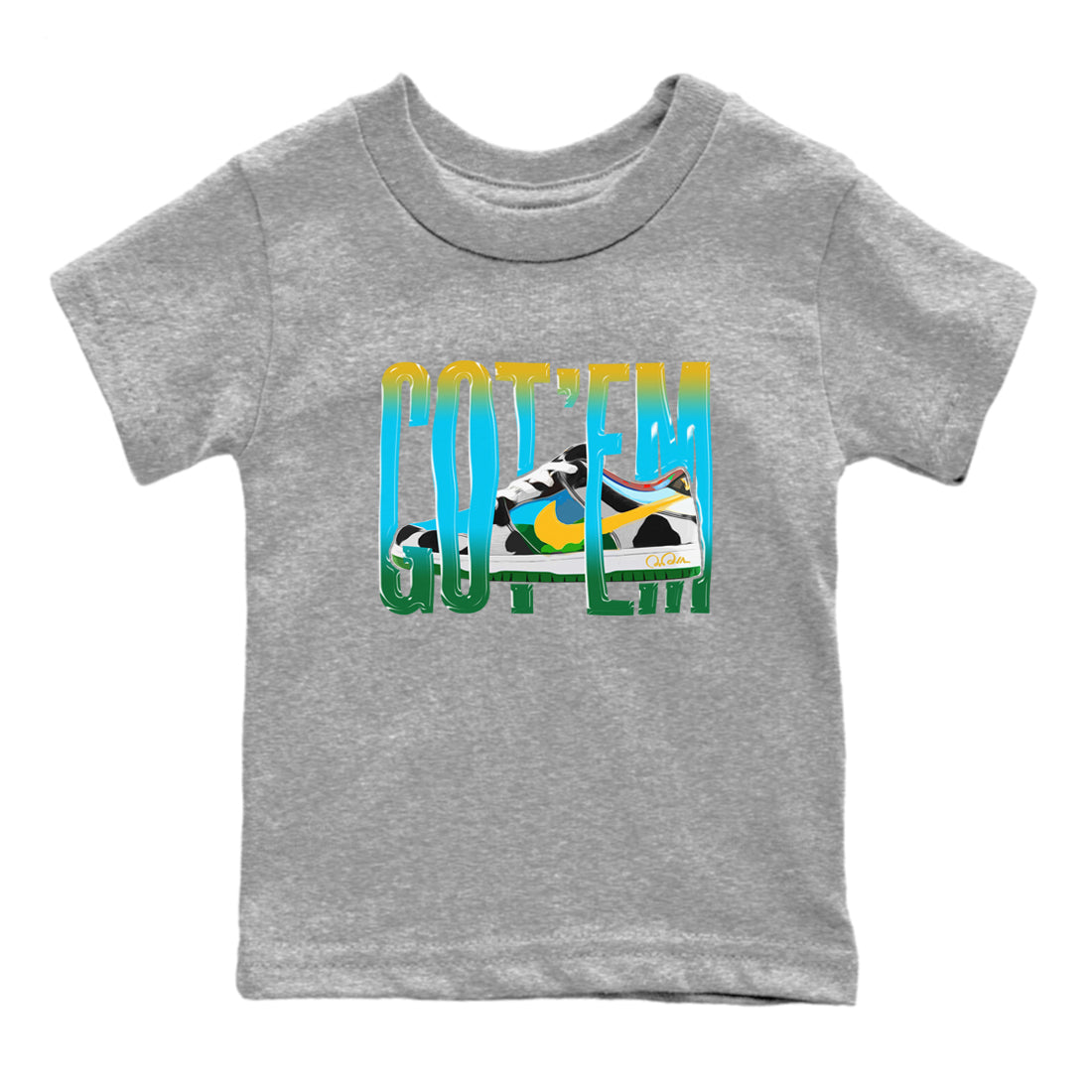 Dunk Chunky Dunky Sneaker Match Tees Wiggling Gotem Streetwear Sneaker Shirt Nike SB Ben's Jerrys Sneaker Release Tees Kids Shirts Heather Grey 2