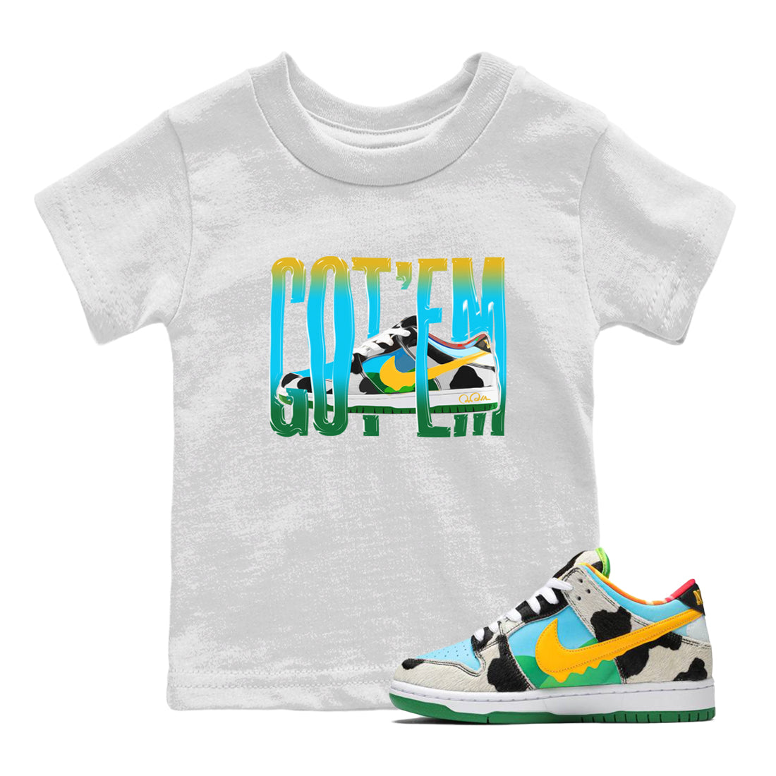 Dunk Chunky Dunky Sneaker Match Tees Wiggling Gotem Streetwear Sneaker Shirt Nike SB Ben's Jerrys Sneaker Release Tees Kids Shirts White 1