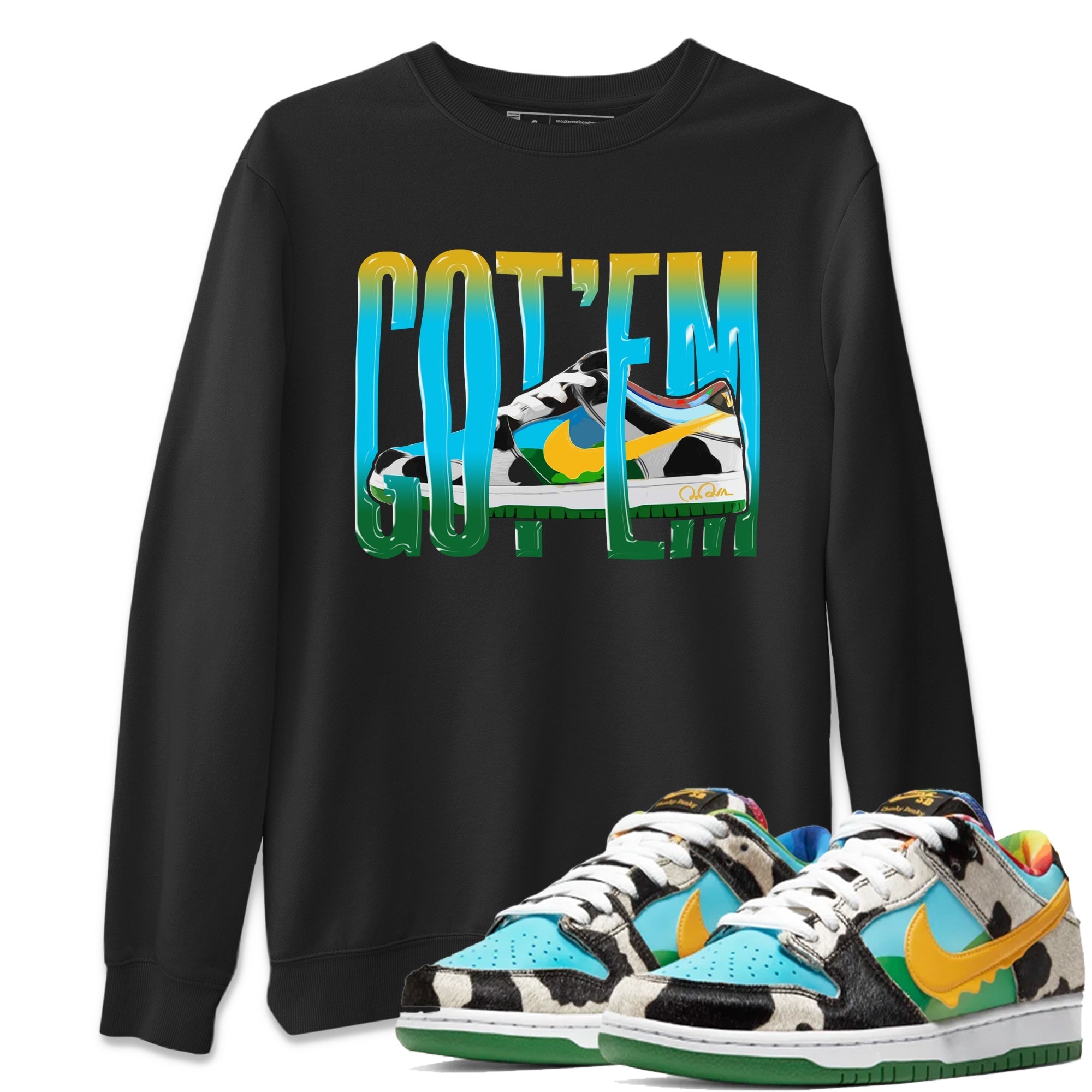 Dunk Chunky Dunky Sneaker Match Tees Wiggling Gotem Streetwear Sneaker Shirt Nike SB Ben's Jerrys Sneaker Release Tees Unisex Shirts Black 1