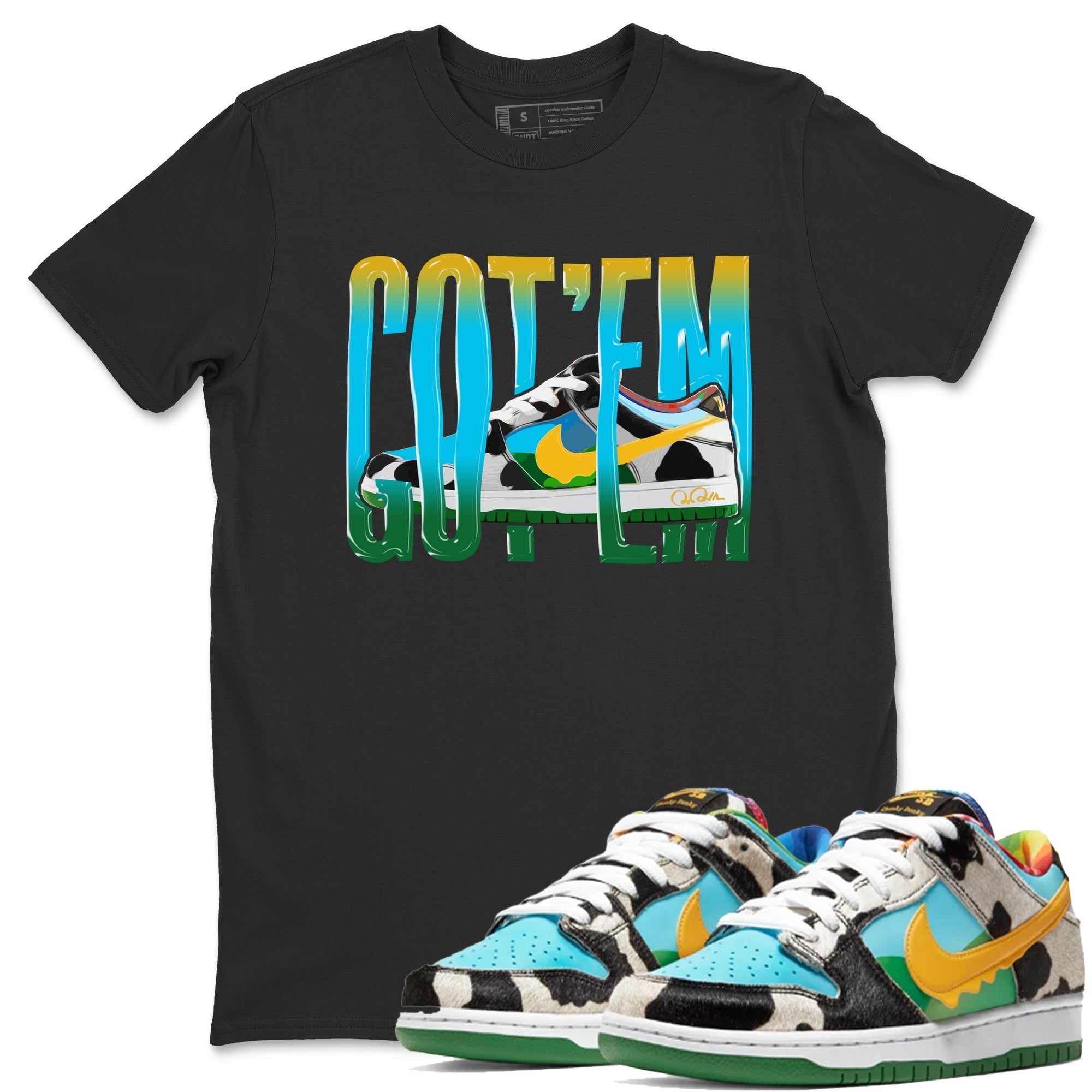 Dunk Chunky Dunky Sneaker Match Tees Wiggling Gotem Streetwear Sneaker Shirt Nike SB Ben's Jerrys Sneaker Release Tees Unisex Shirts Black 1