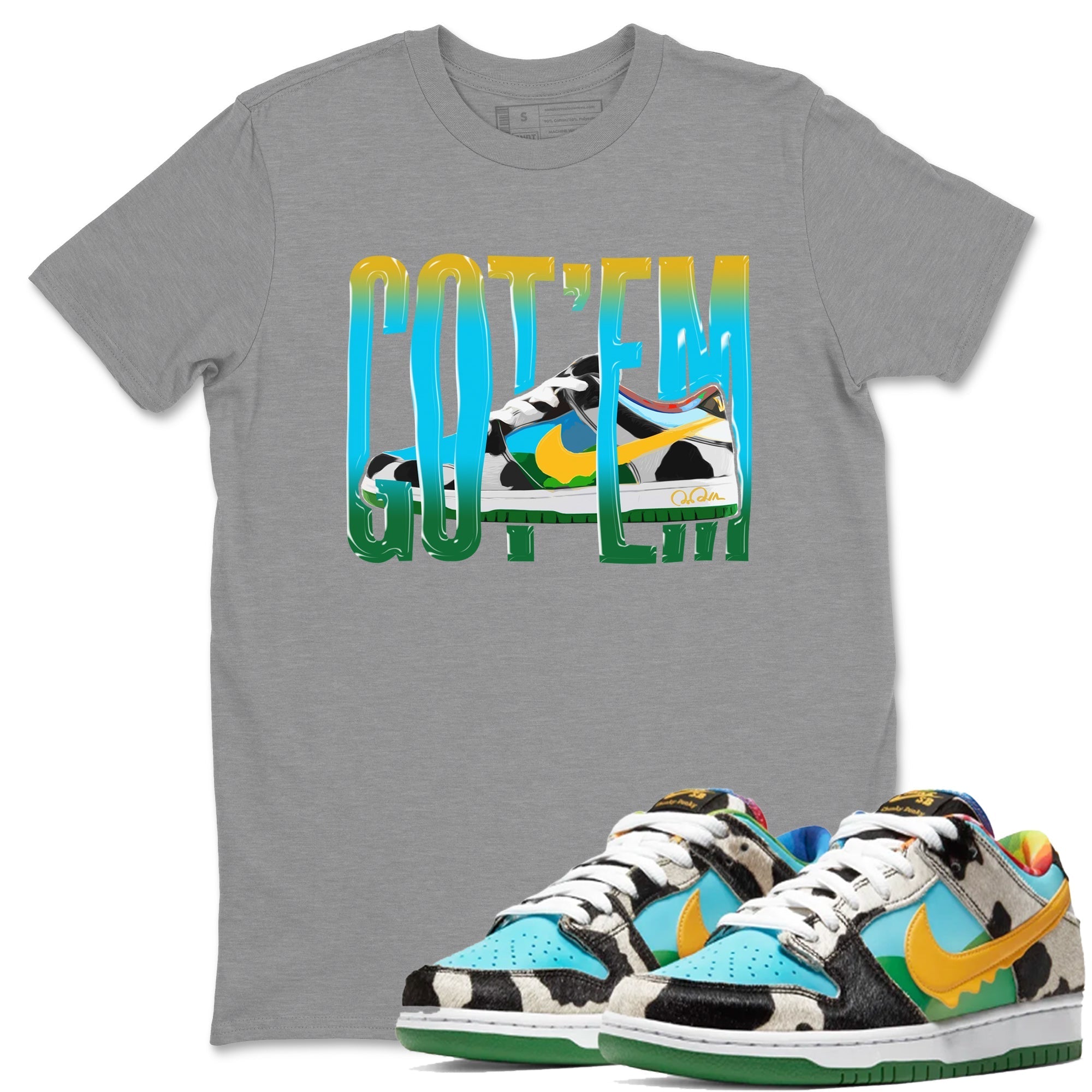 Dunk Chunky Dunky Sneaker Match Tees Wiggling Gotem Streetwear Sneaker Shirt Nike SB Ben's Jerrys Sneaker Release Tees Unisex Shirts Heather Grey 1